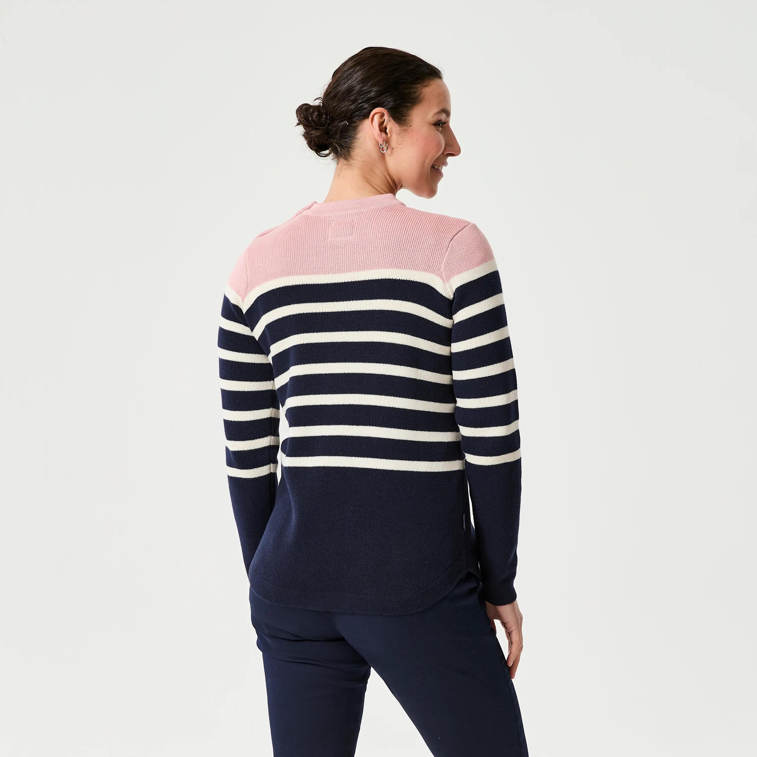 Camisola de Vela em Algodão Mulher 100 Azul-marinho/Rosa 2/5