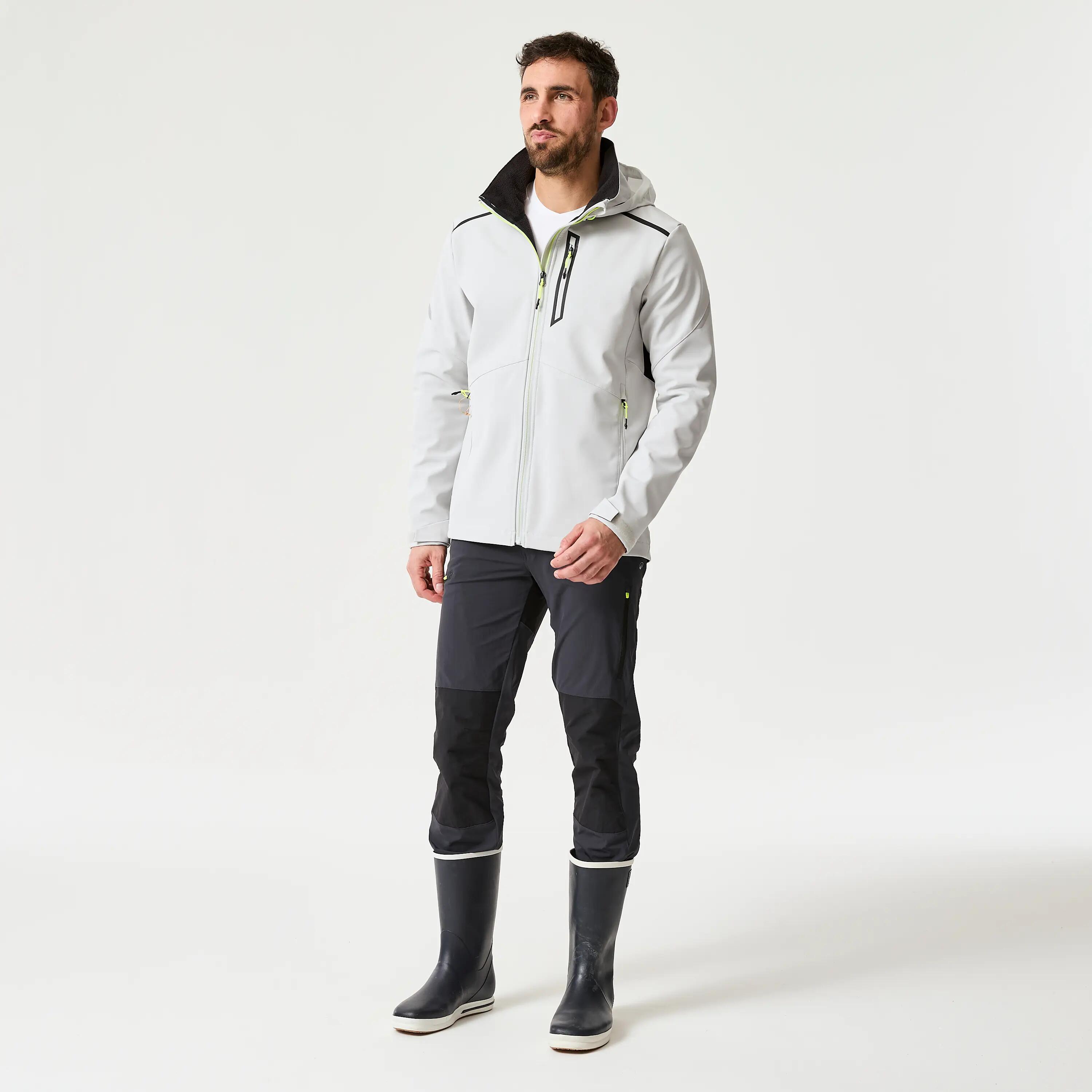 Giacca sotfshell vela uomo 500 antivento grigia 8/10