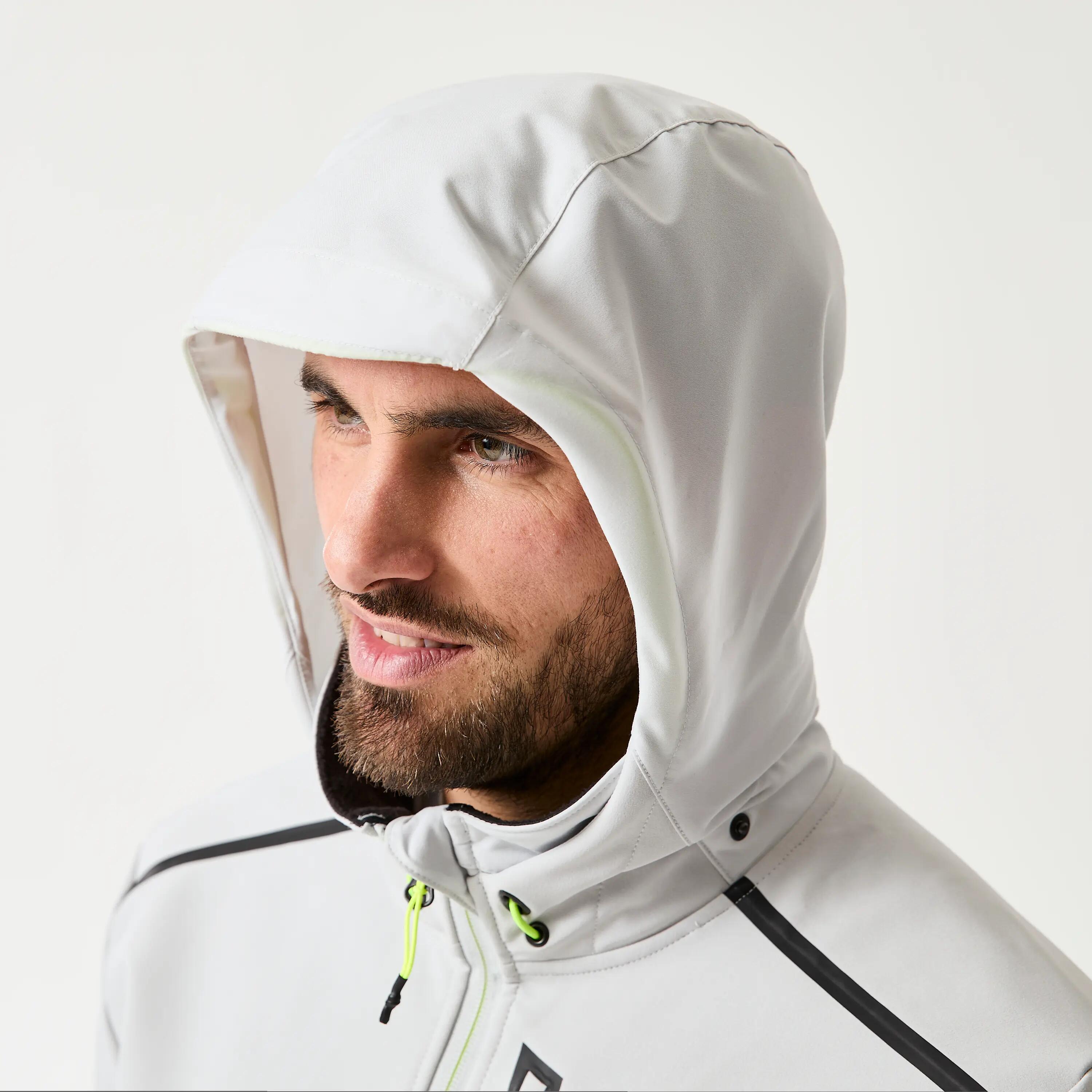 Chaqueta Vela 500 Hombre Gris Claro Softshell Impermeable Cortavientos 4/6