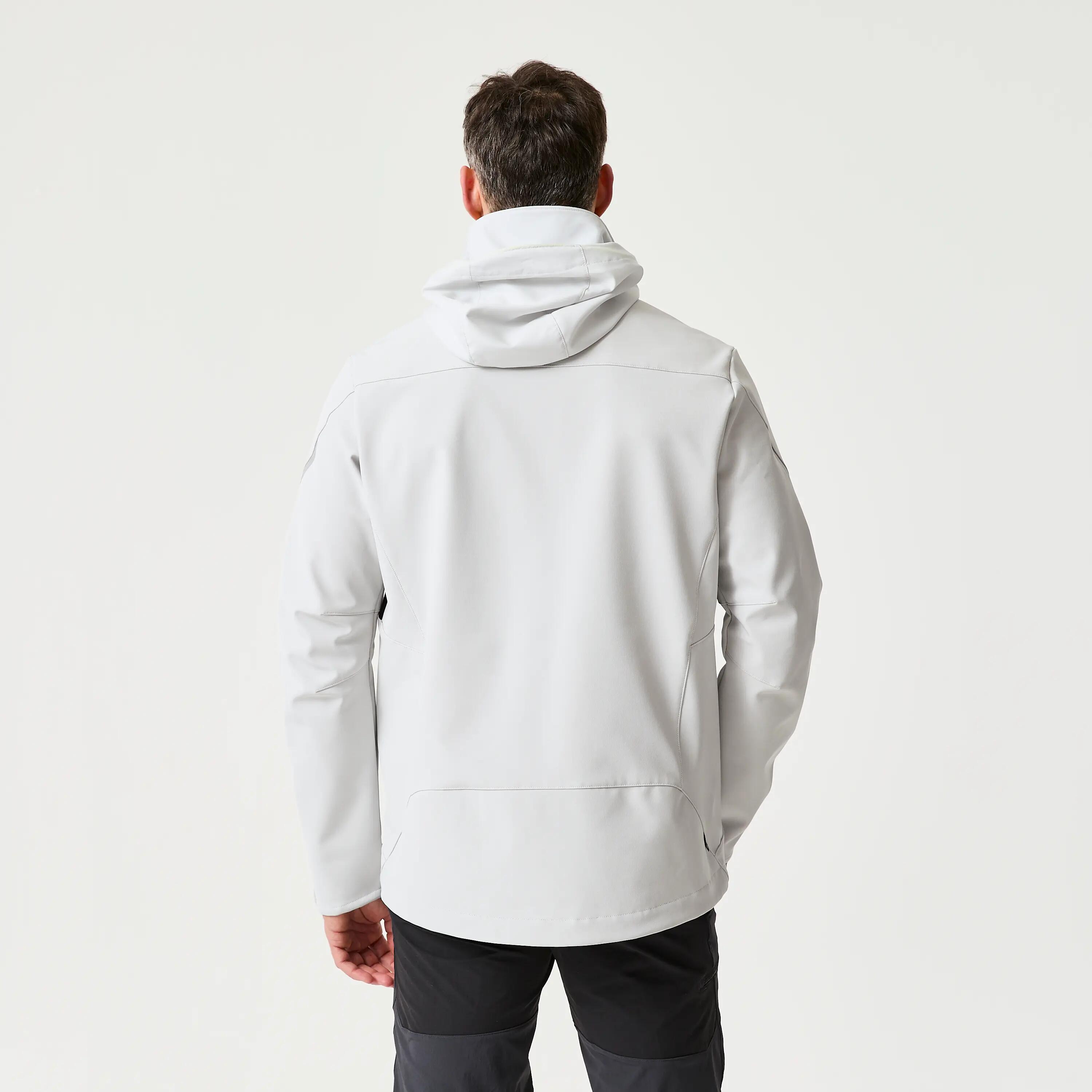 Chaqueta Vela 500 Hombre Gris Claro Softshell Impermeable Cortavientos 2/6