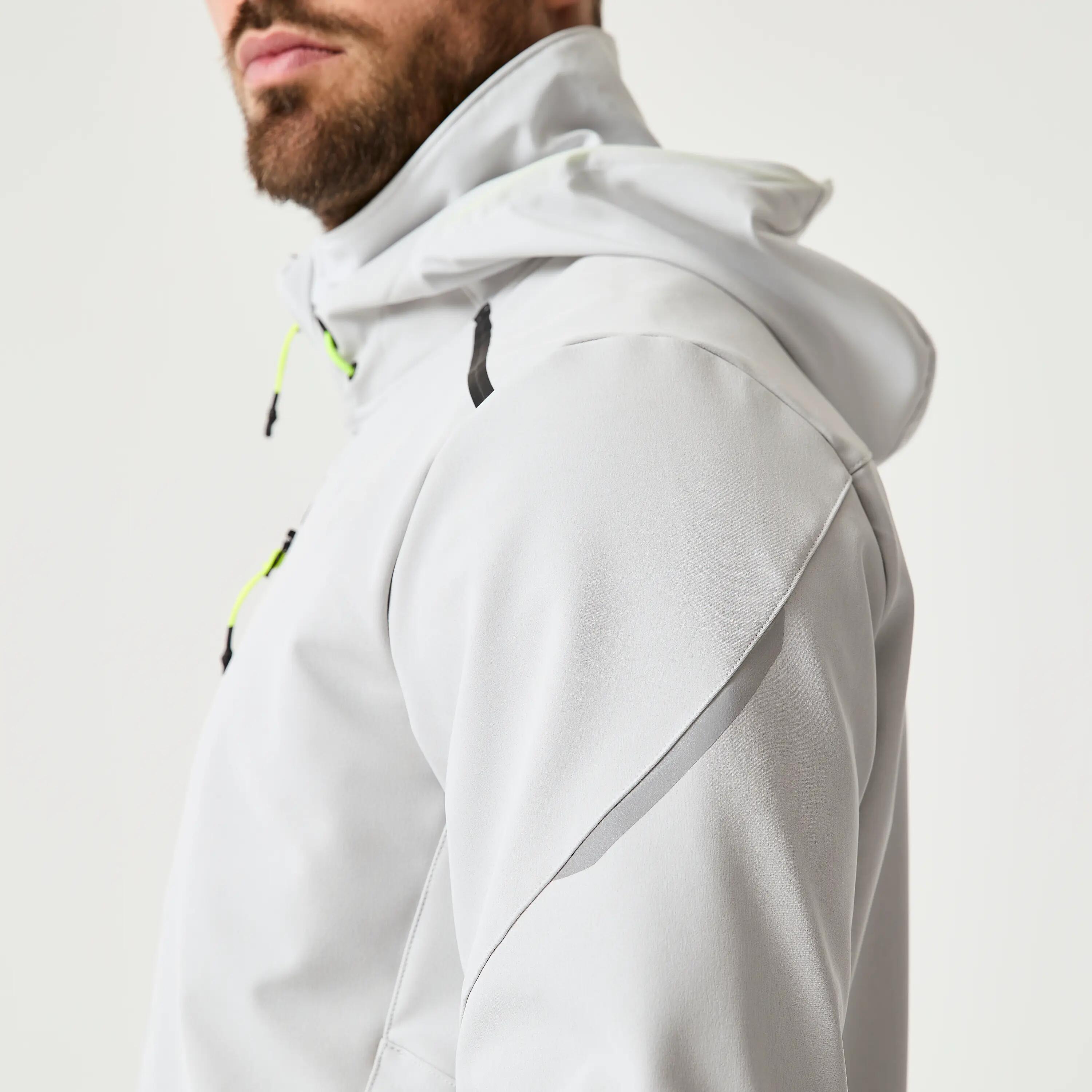 Chaqueta Vela 500 Hombre Gris Claro Softshell Impermeable Cortavientos 3/6