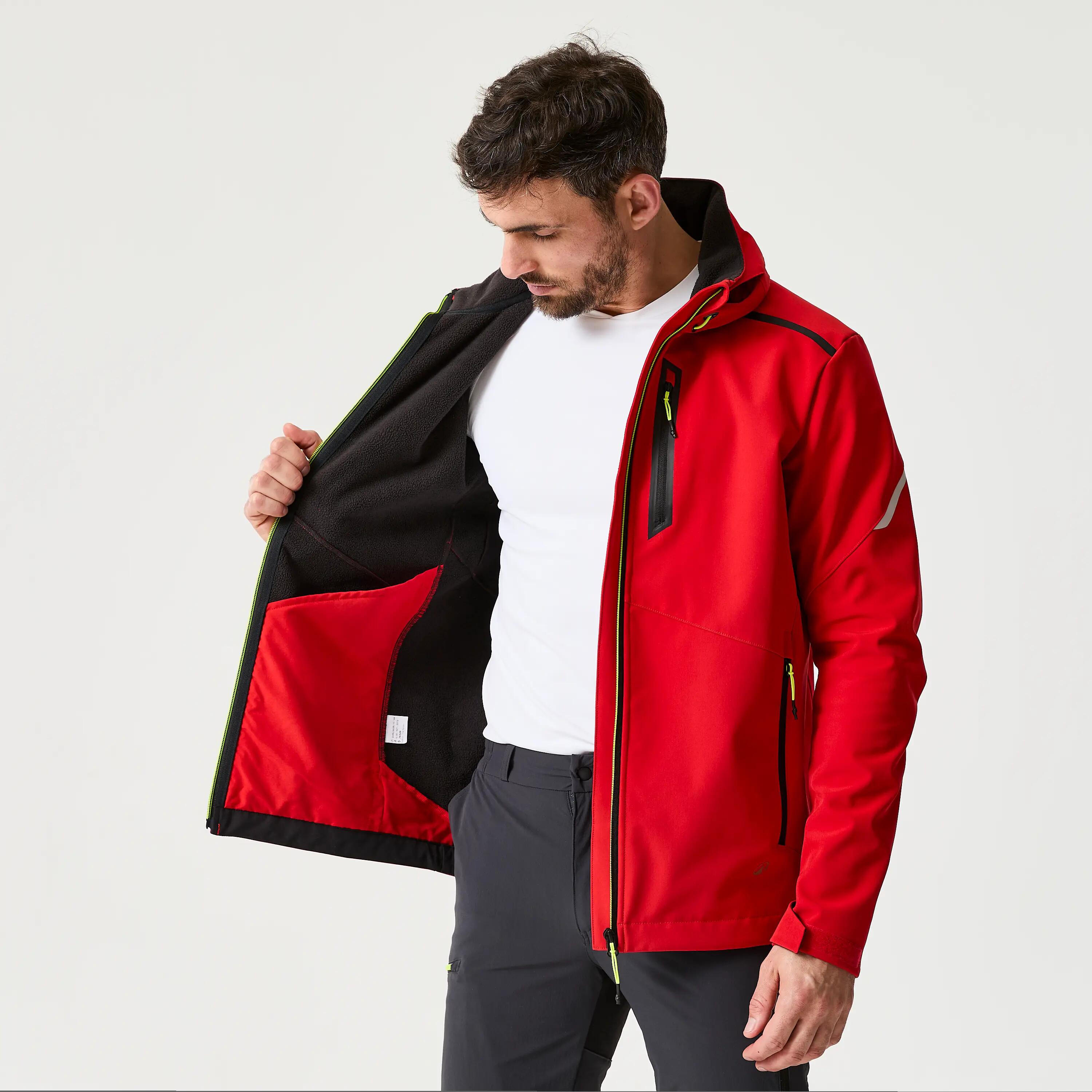 Giacca softshell vela uomo 500 antivento rossa 10/11