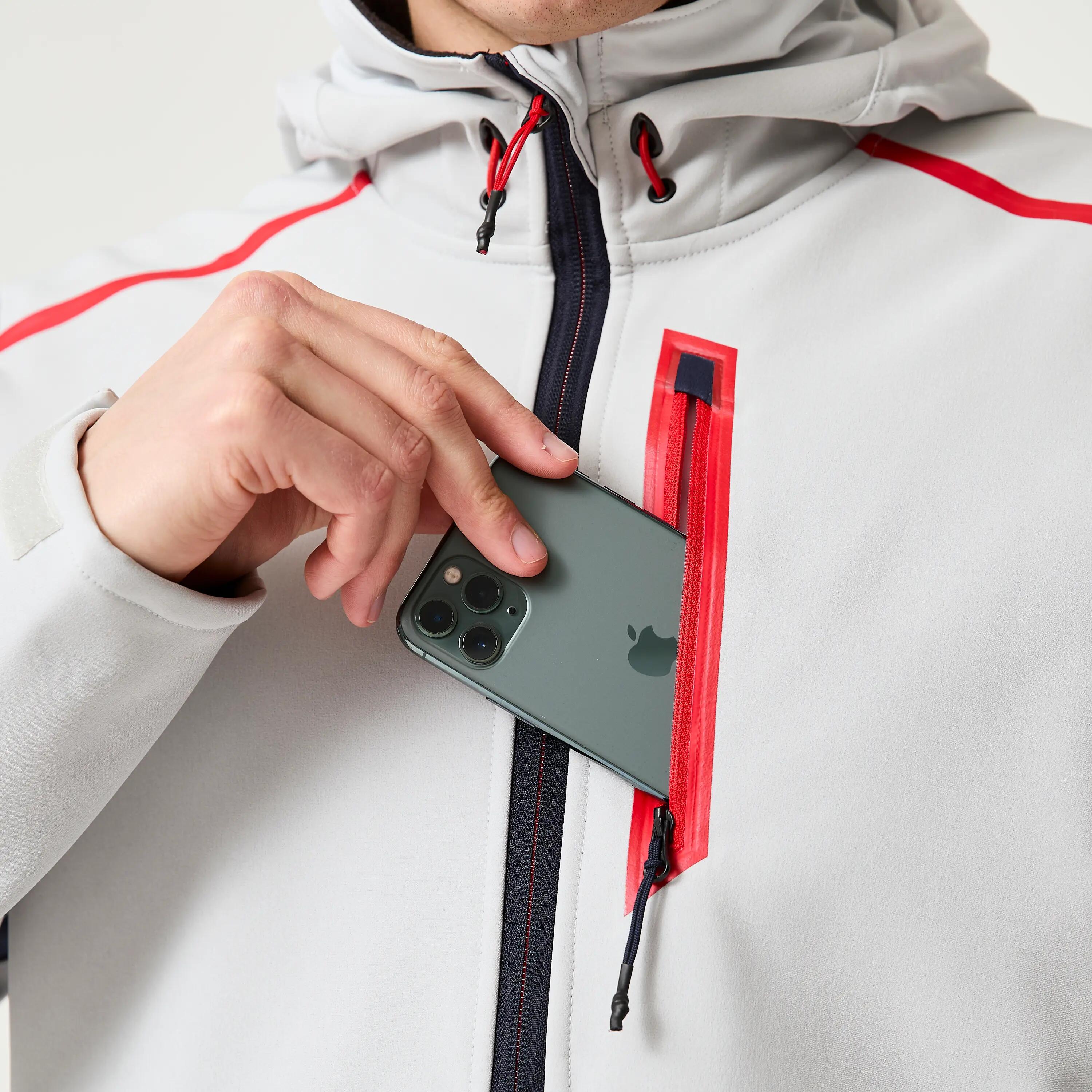 Casaco de Vela Softshell Corta-vento Homem 500 Cinzento-claro e Preto 8/8
