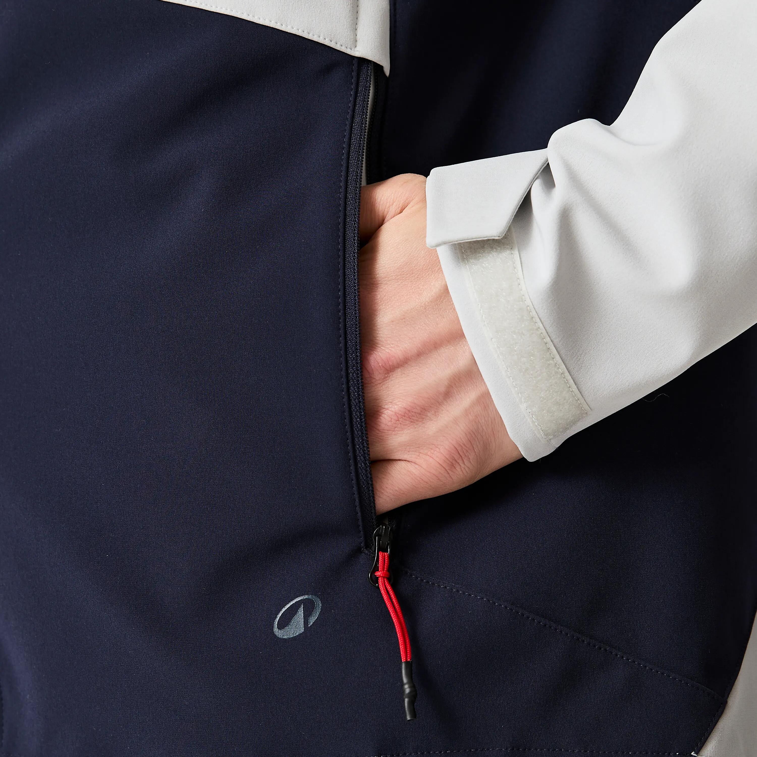 Casaco de Vela Softshell Corta-vento Homem 500 Cinzento-claro e Preto 7/8