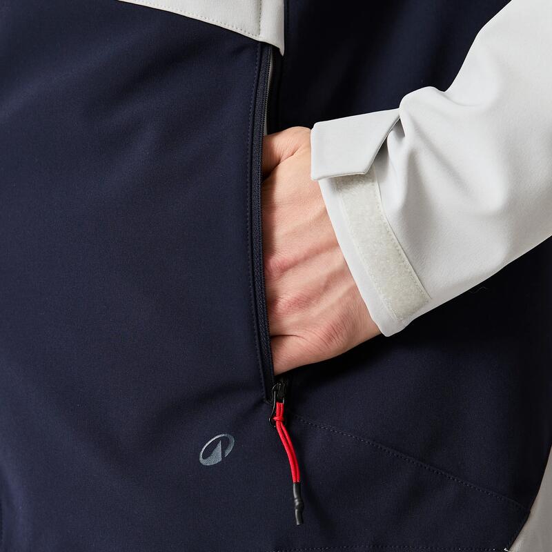 Erkek Rüzgar Kesen Yelkenli Montu - Açık Gri/Siyah - Softshell 500