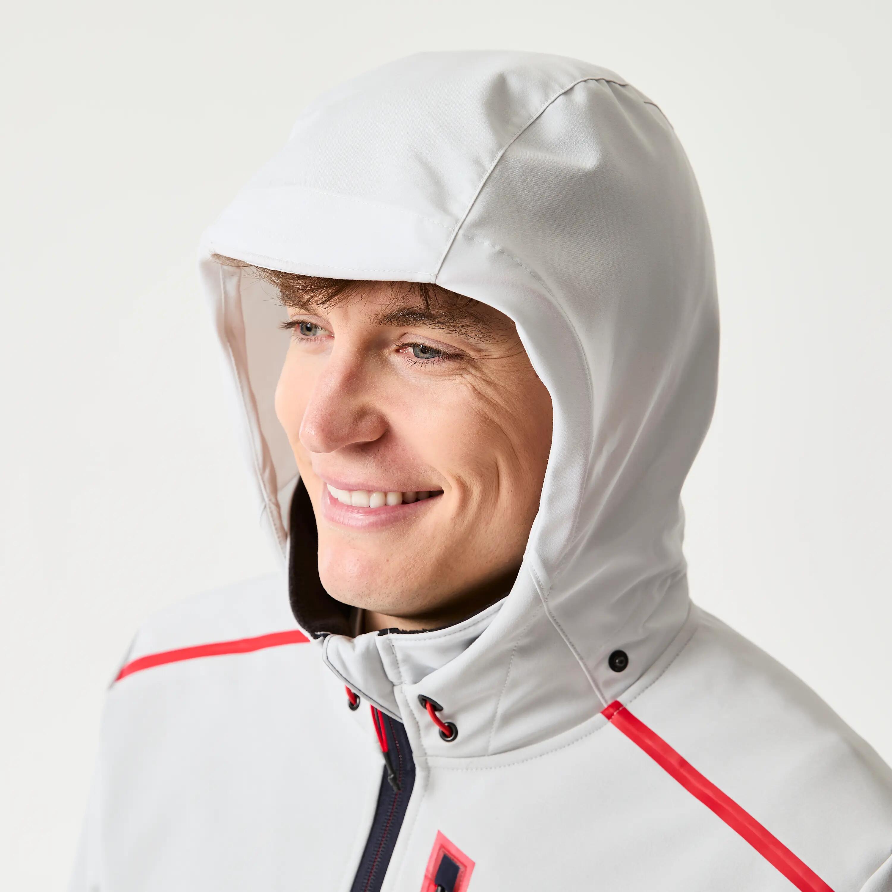 Casaco de Vela Softshell Corta-vento Homem 500 Cinzento-claro e Preto 4/8