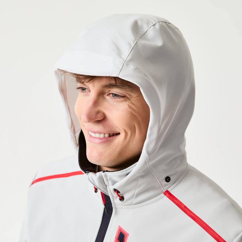 Erkek Rüzgar Kesen Yelkenli Montu - Açık Gri/Siyah - Softshell 500