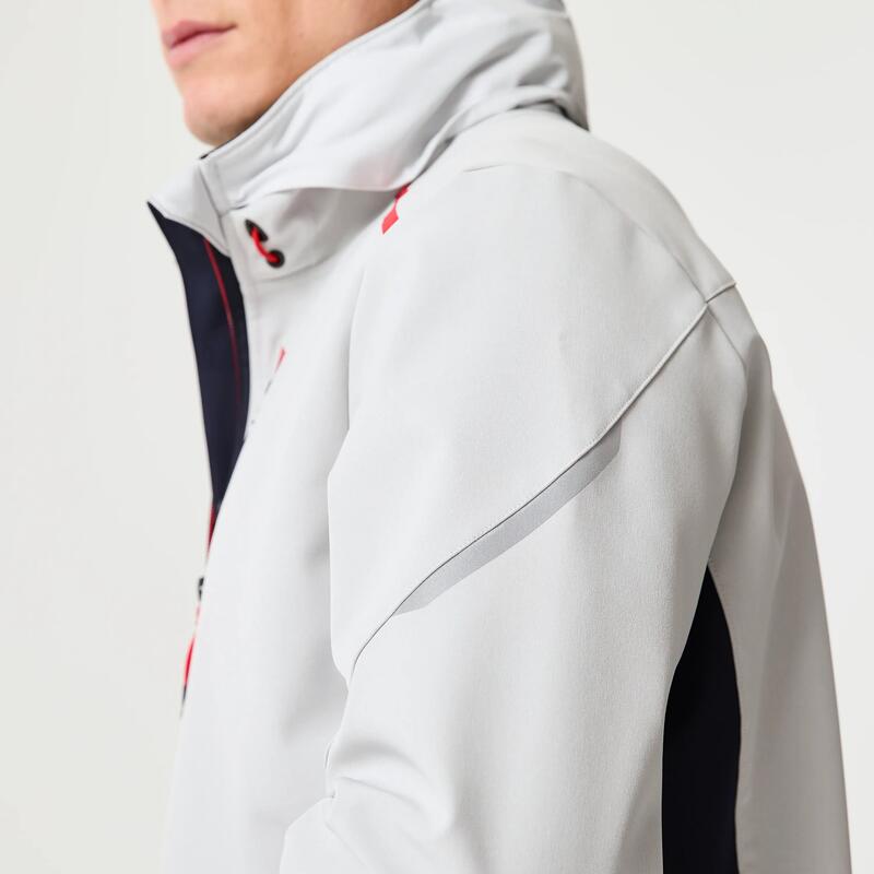 Erkek Rüzgar Kesen Yelkenli Montu - Açık Gri/Siyah - Softshell 500
