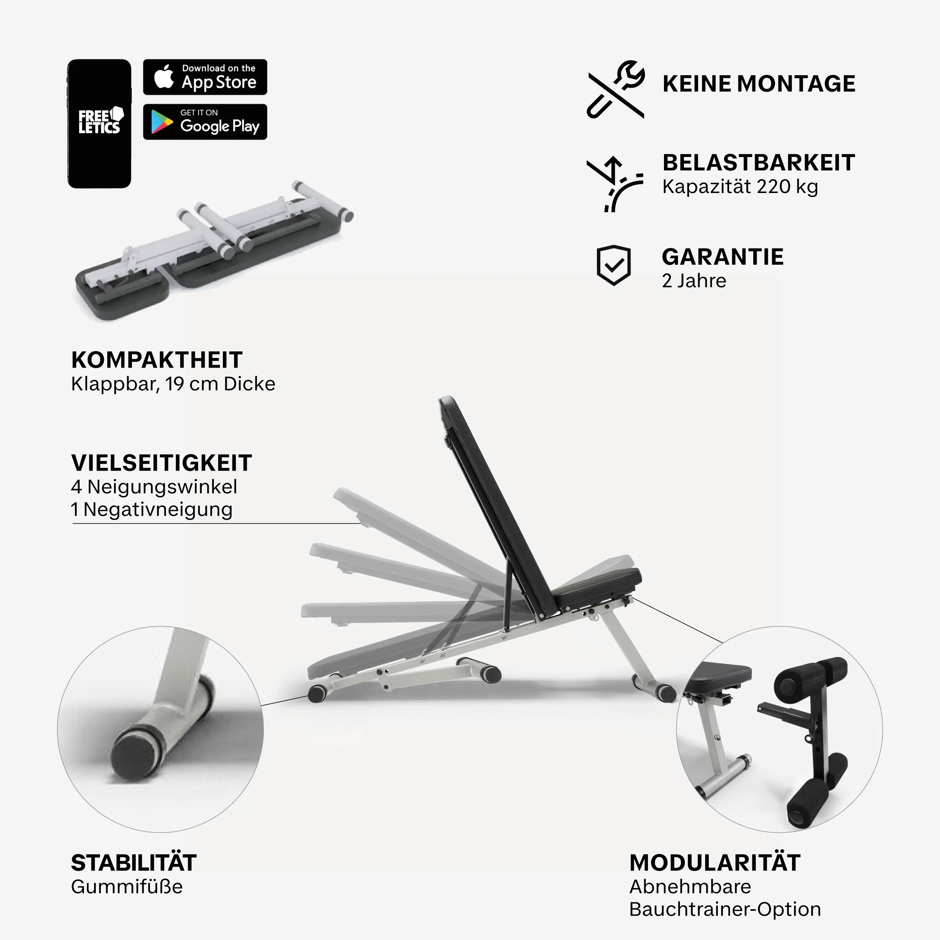 Hantelbank klappbar neigbar - Bench 500 14/21