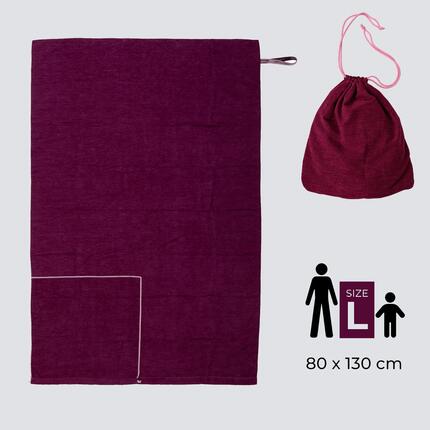 Ręcznikoworek szybkoschnący z mikrofibry 80x130 cm purpurowy