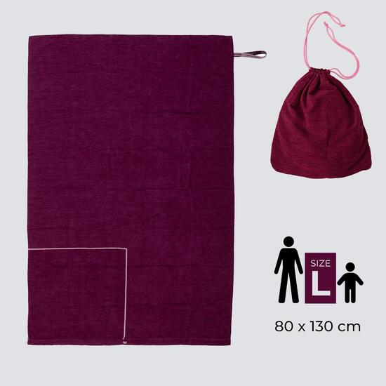 Ręcznikoworek szybkoschnący z mikrofibry 80x130 cm purpurowy