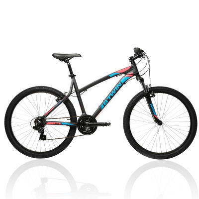 Mtb b'twin rockrider 340 zwart/blauw/fuchsia
