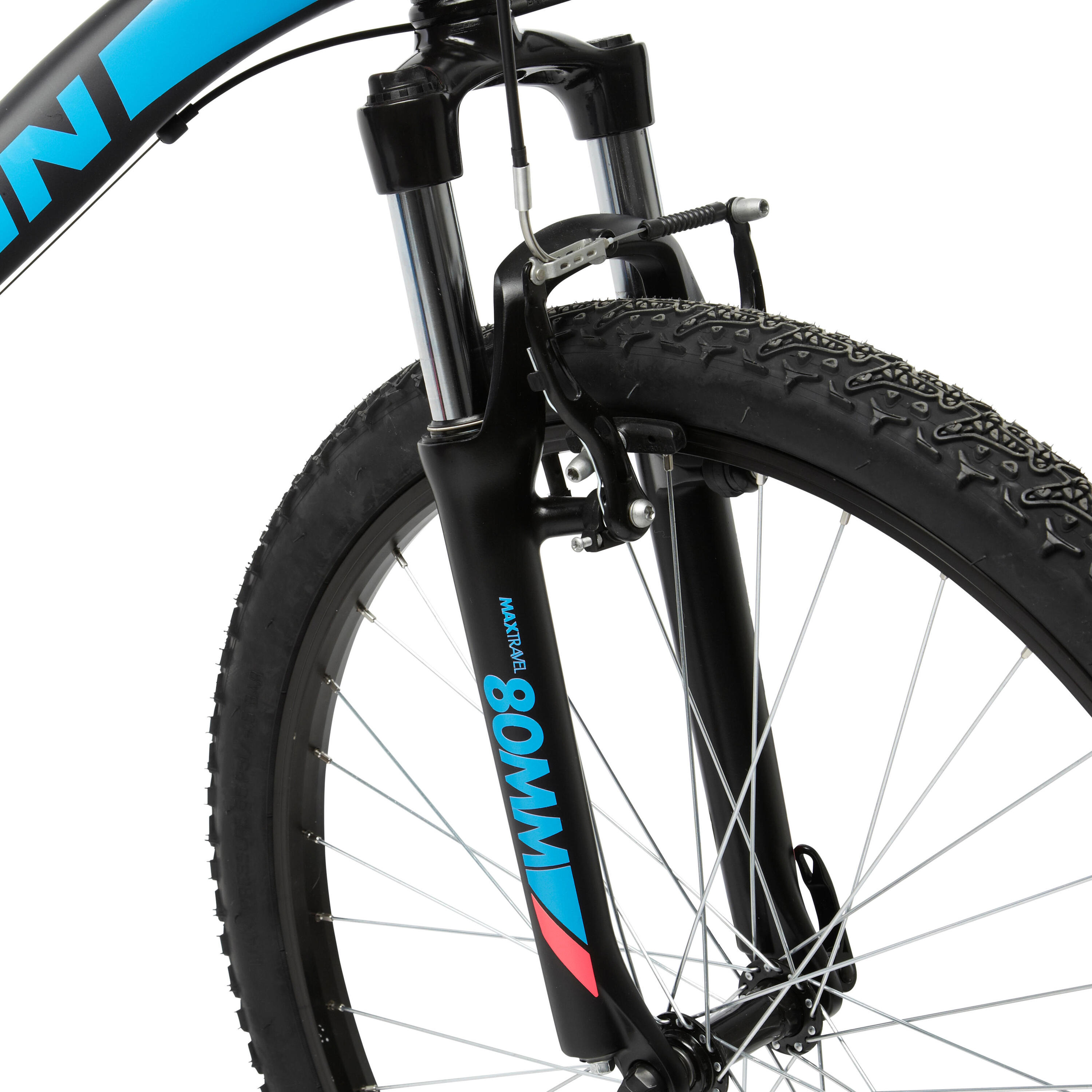MTB B'TWIN Rockrider 340 zwart/blauw/fuchsia 4/17
