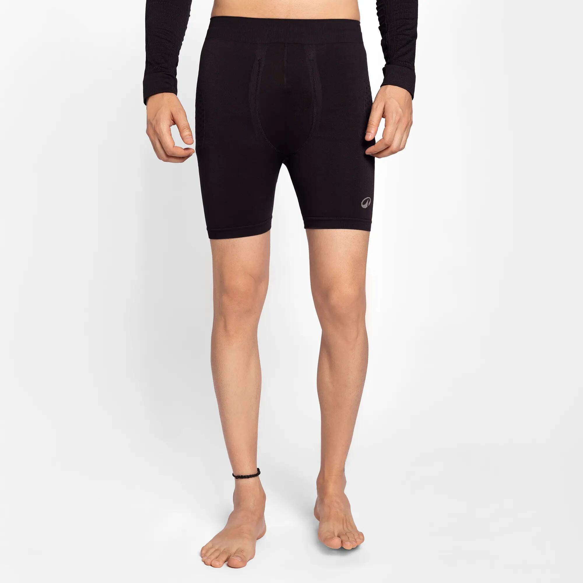 Adult Compression Shorts Groin Guard Compatible Black -  2