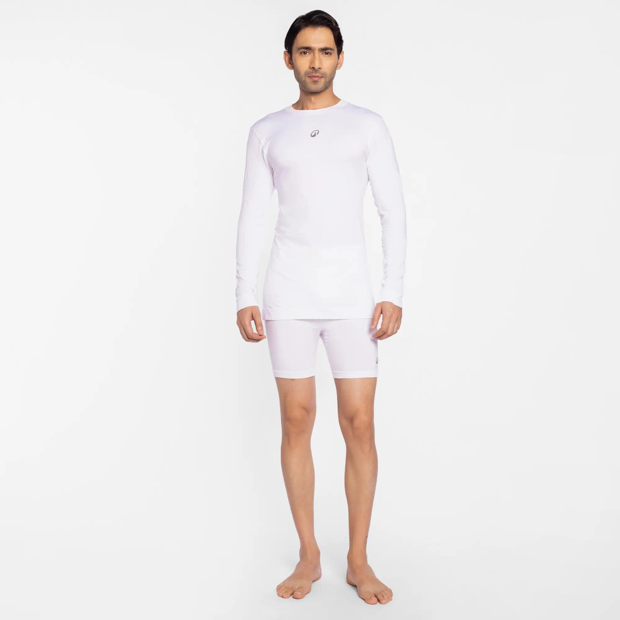 Men Cricket Compression Shorts Groin Guard Compatible - White -  1