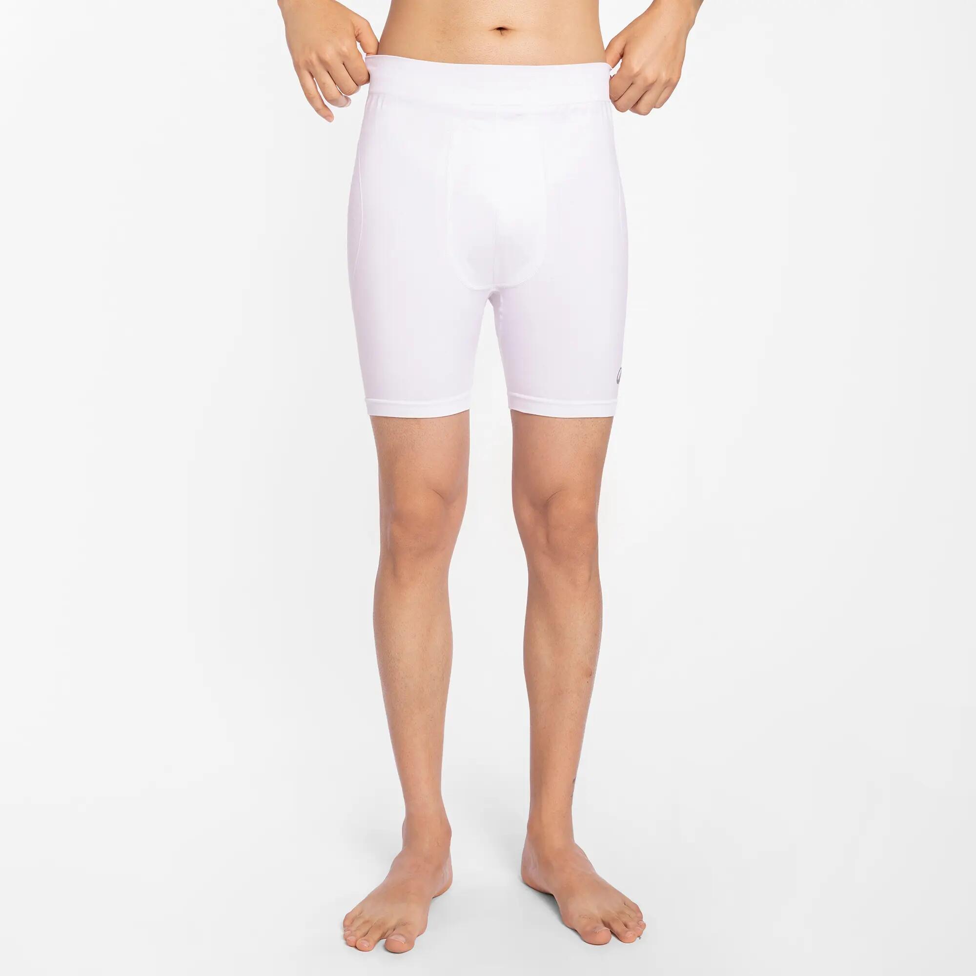 Men Cricket Compression Shorts Groin Guard Compatible - White -  2