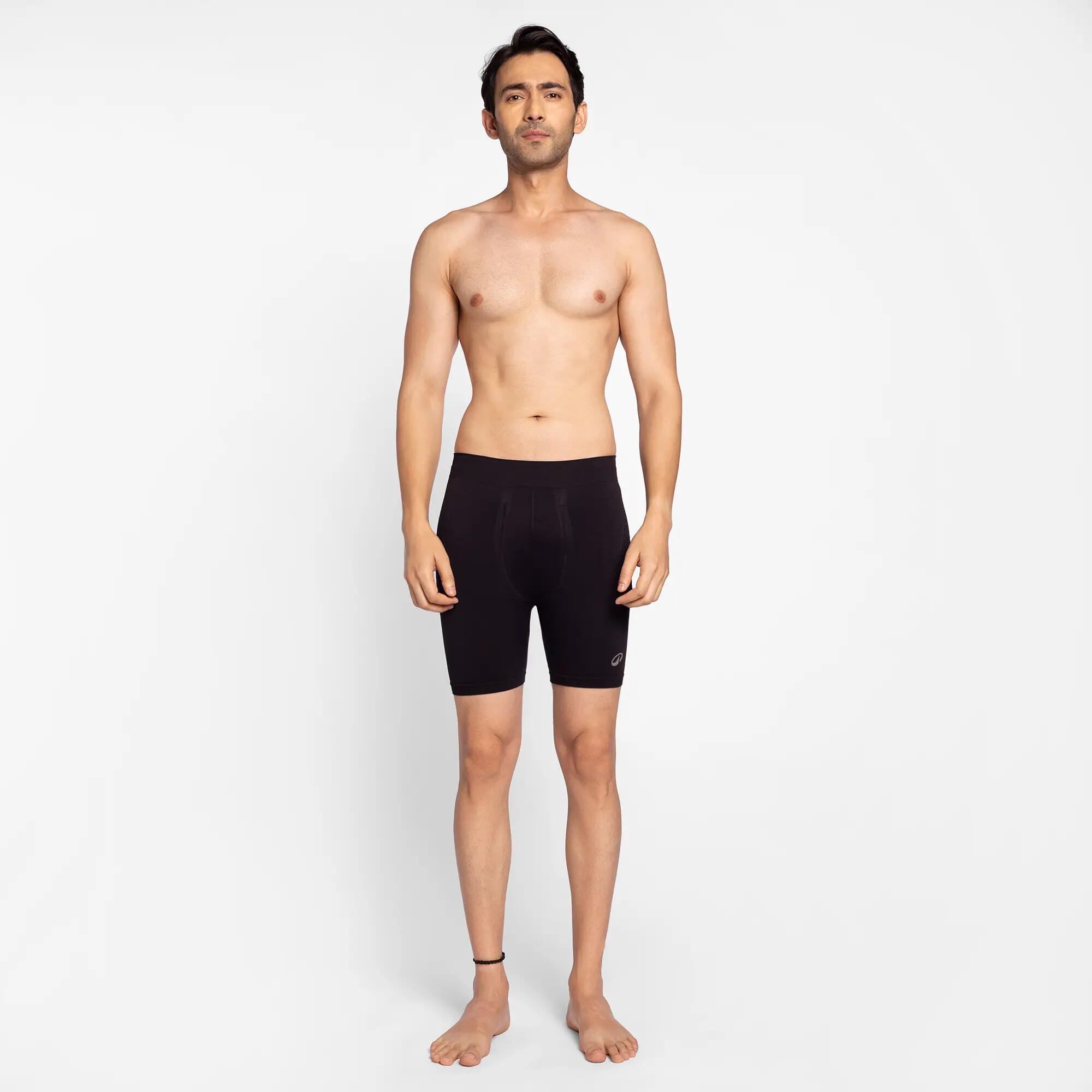 Adult Compression Shorts Groin Guard Compatible Black -  1