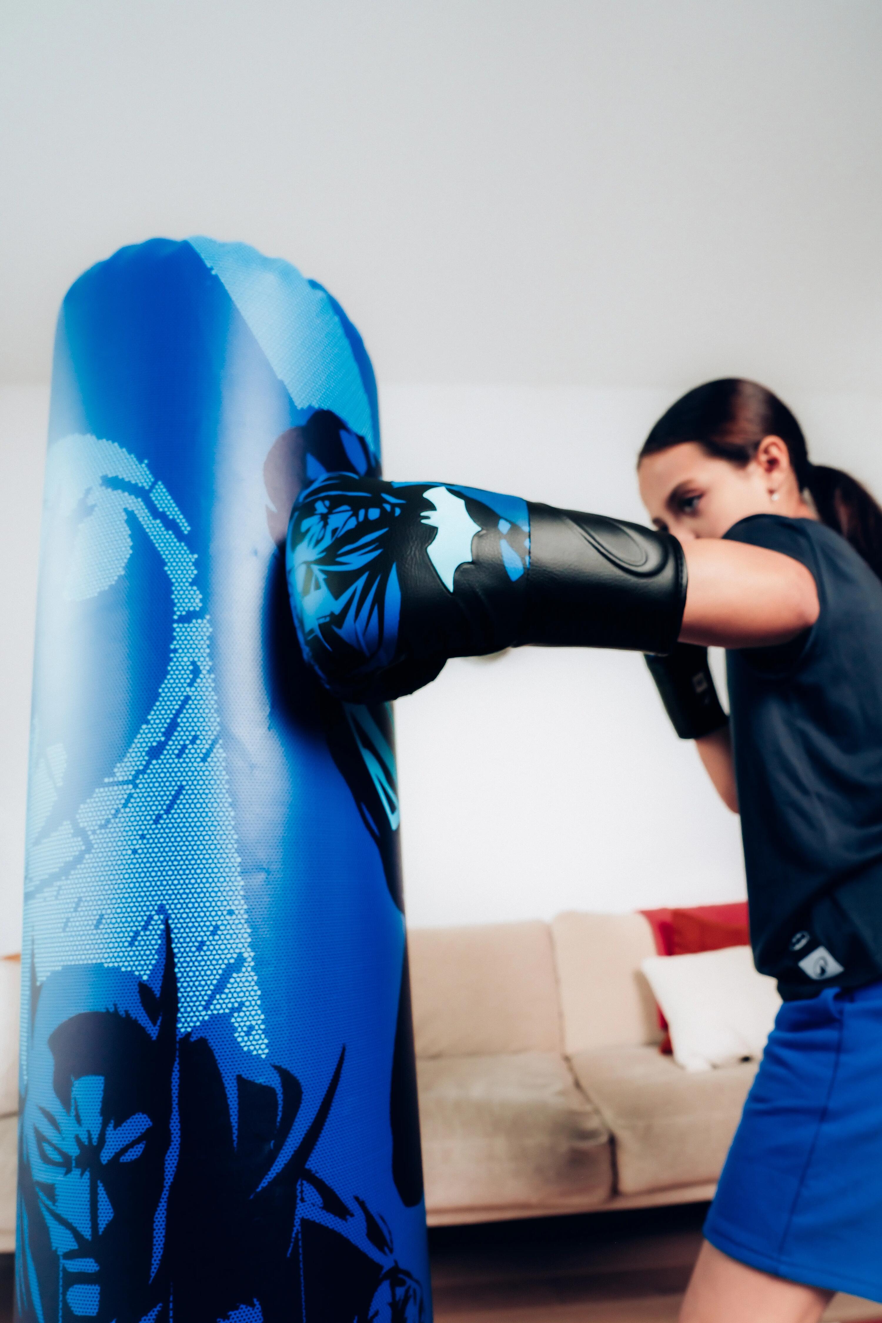 Guantes Boxeo Superman Niños Azul Resistentes Transpirables 9/10