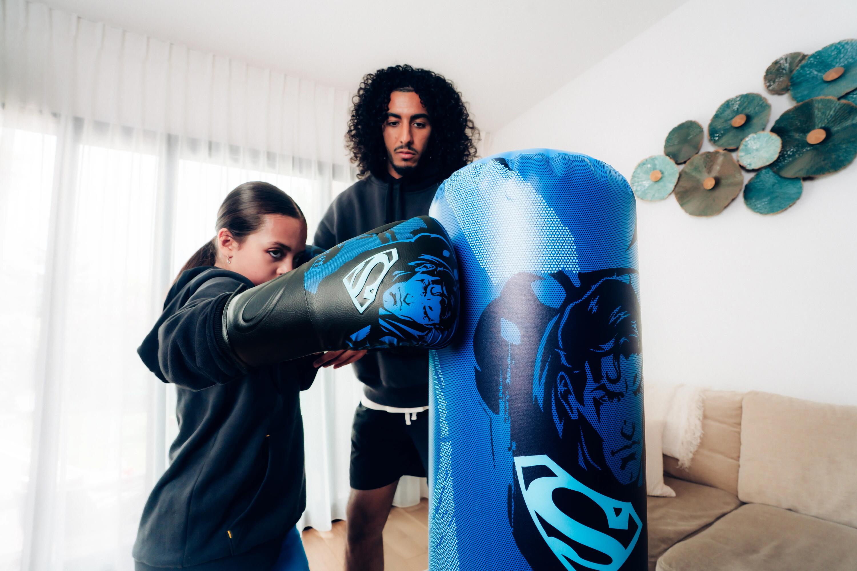 Guantes Boxeo Superman Niños Azul Resistentes Transpirables 7/10