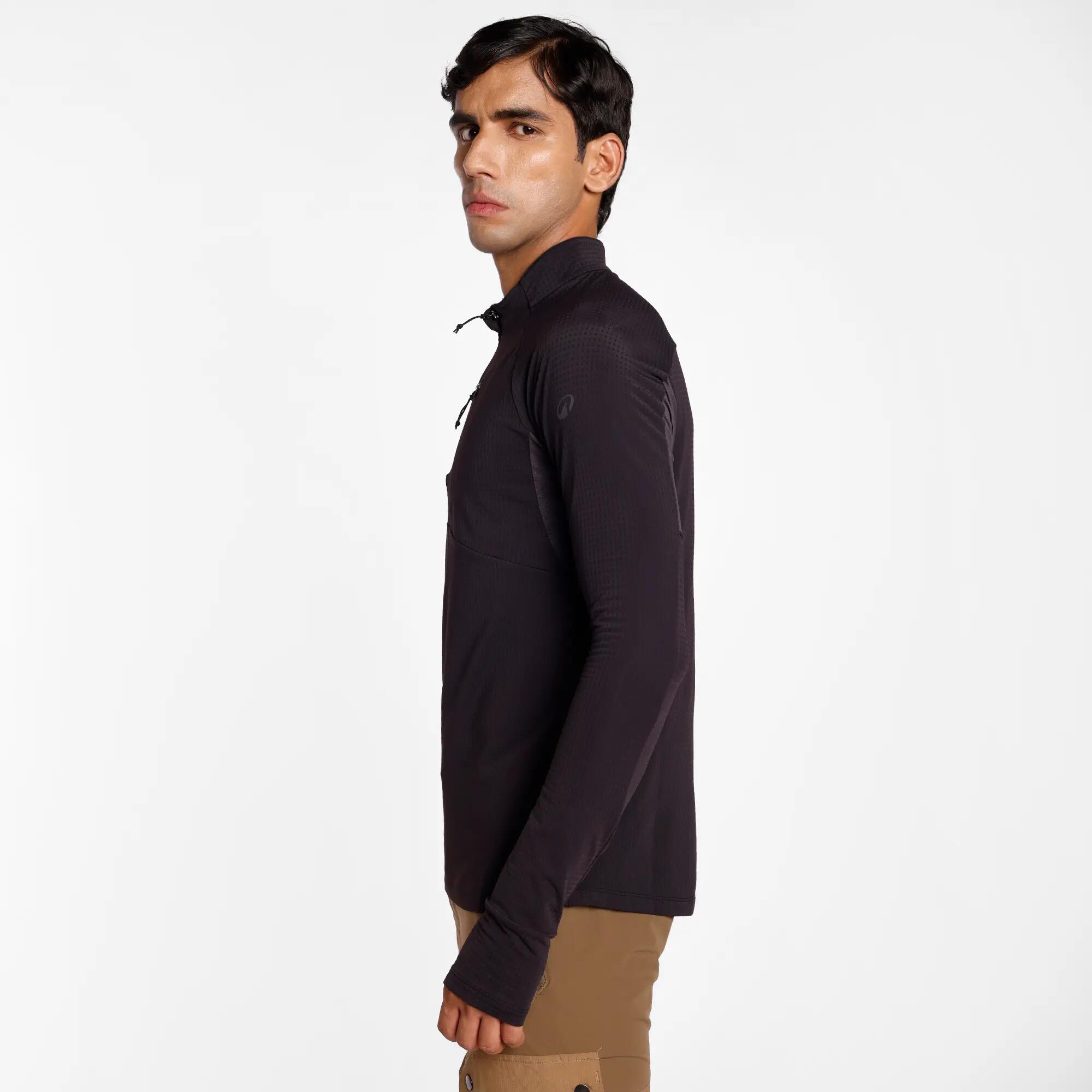 Men’s long-sleeved hiking t-shirt, MH500 Warm - Black -  5