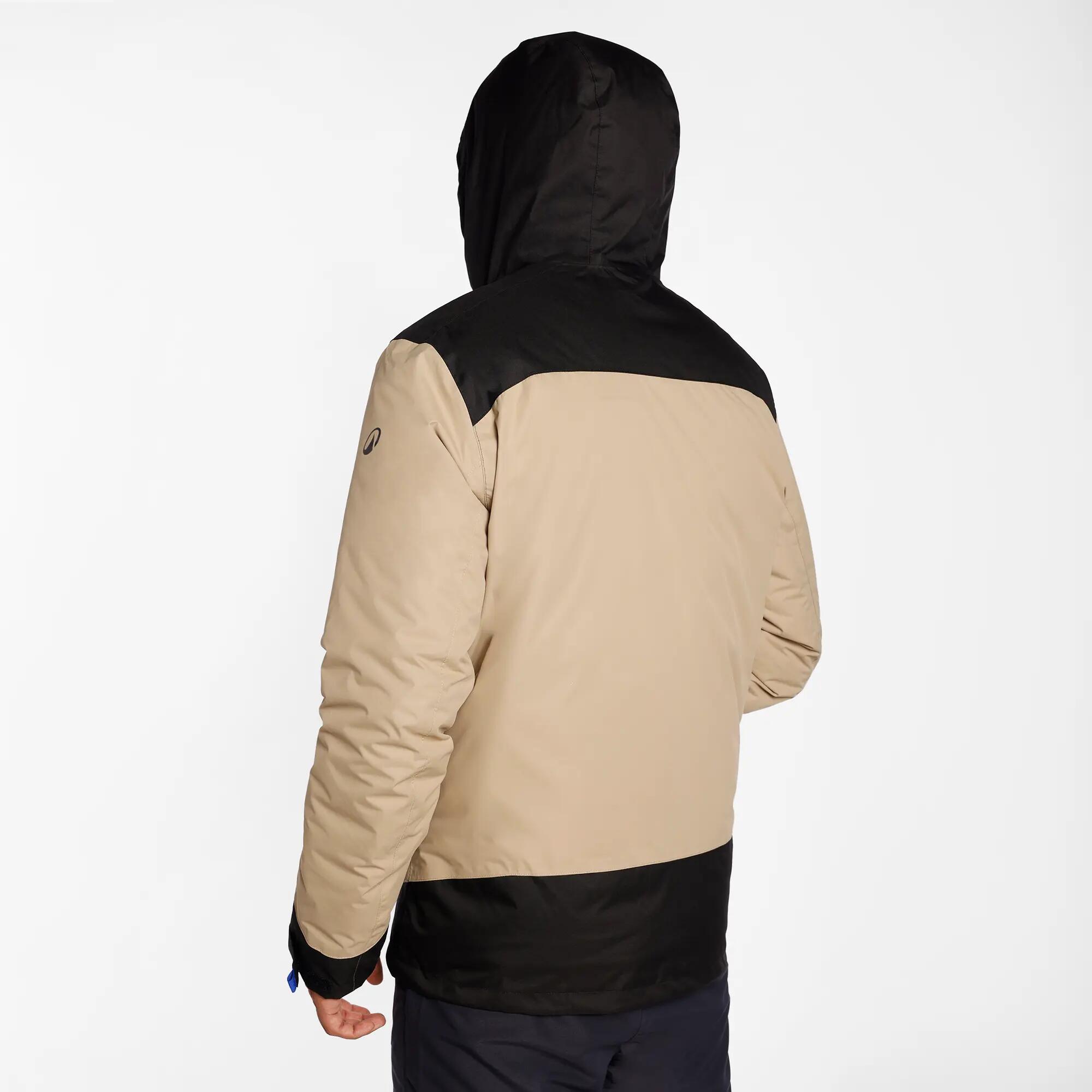 Men’s waterproof hiking jacket -10°C, NH500 - Beige and Green -  2