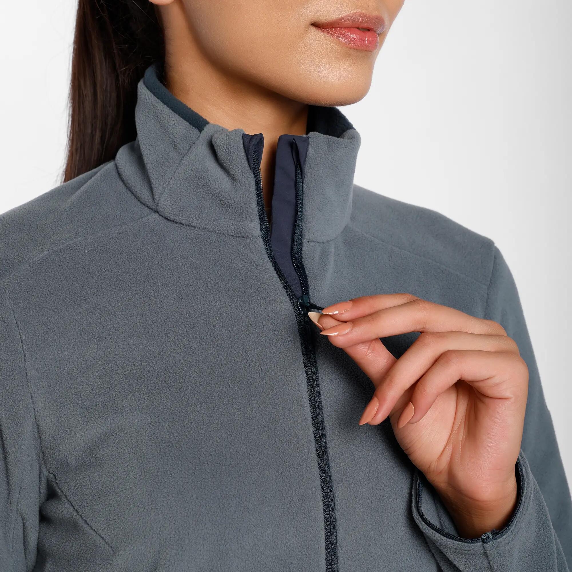 Women Hiking Colourblocked Half-zip Fleece Jacket Purple MH500 -  5