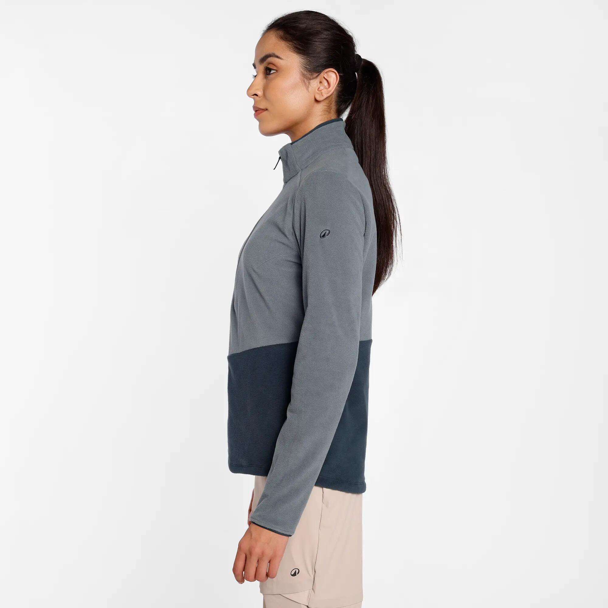 Women’s hiking fleece jacket, MH500 1/2 zip White -  5