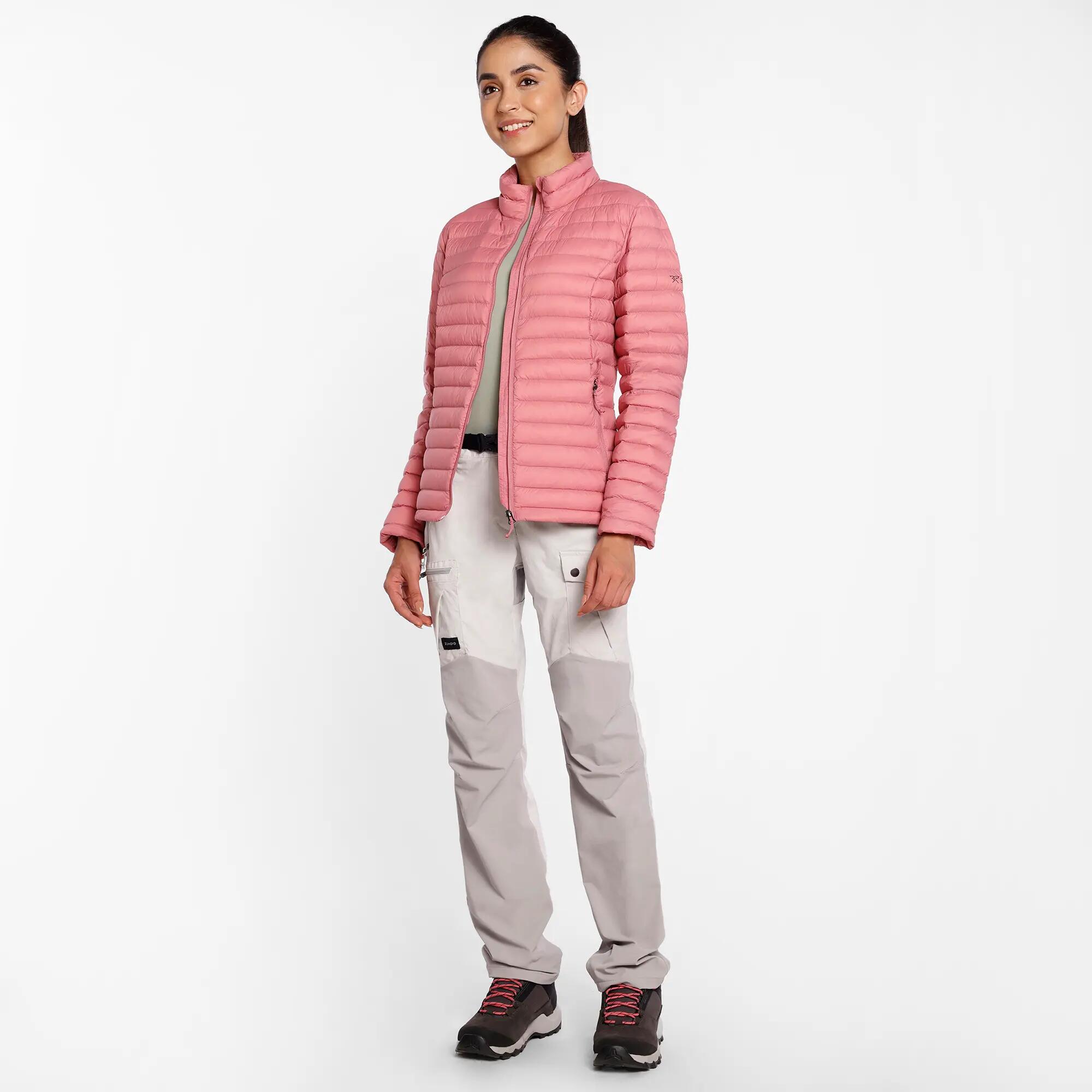 Women Lightweight Packable Down Jacket TREK100 Upto -5°C - Peach -  3