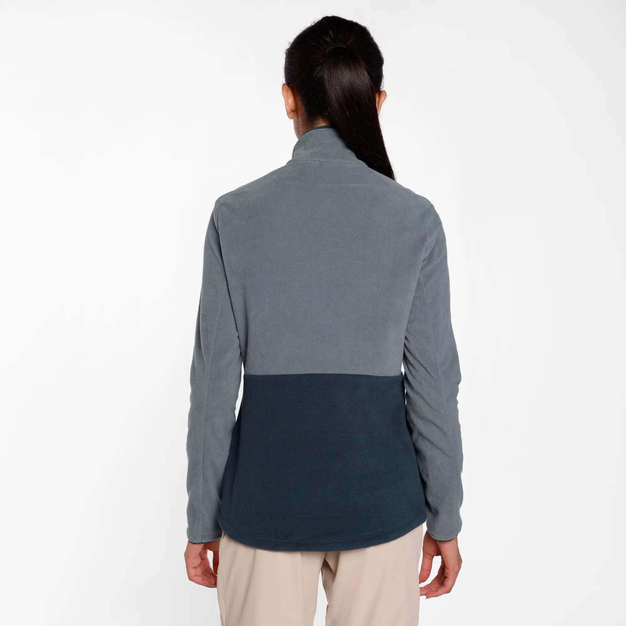 Women’s hiking fleece jacket, MH500 1/2 zip White -  2