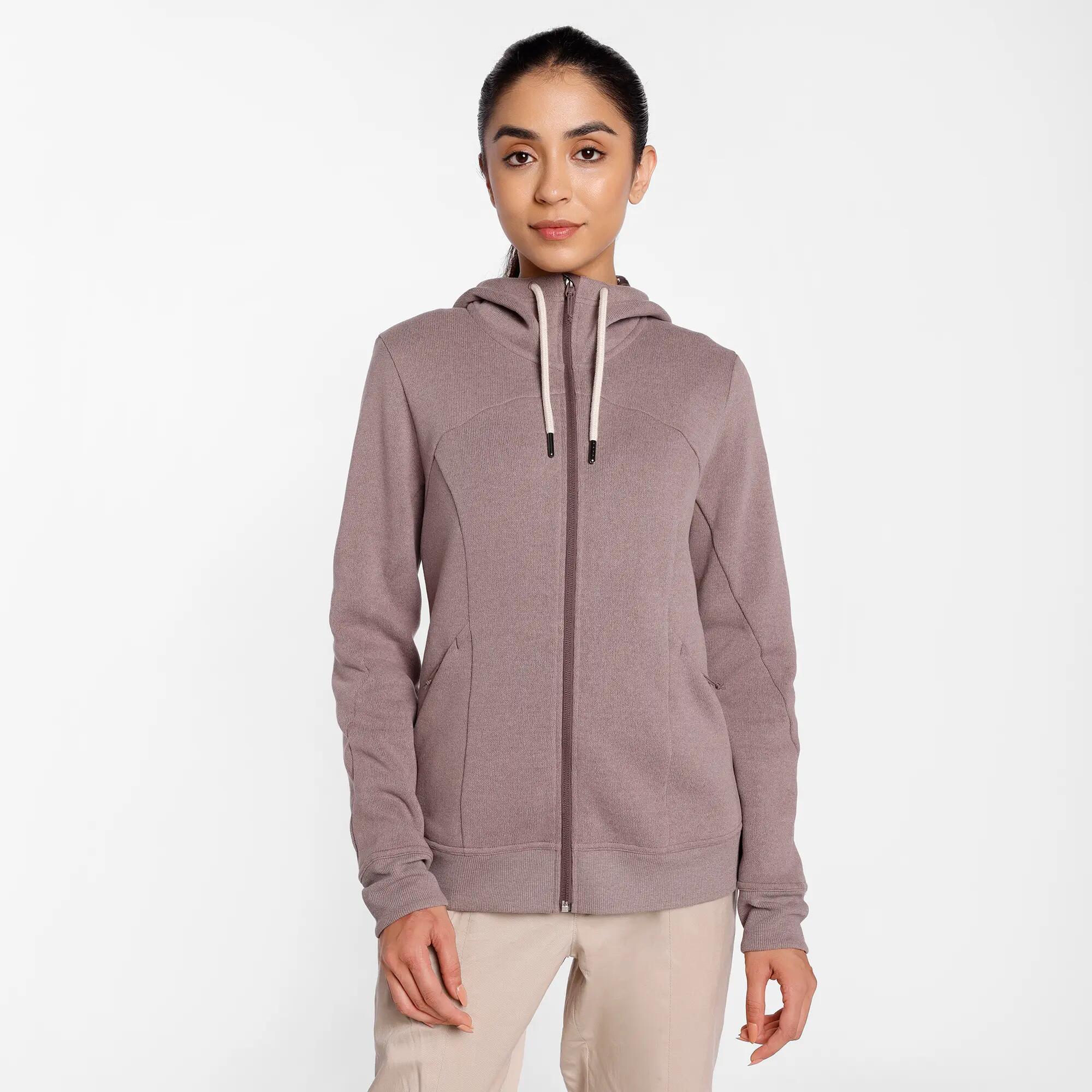 Women’s breathable hiking sweatshirt, NH500 Brown -  1