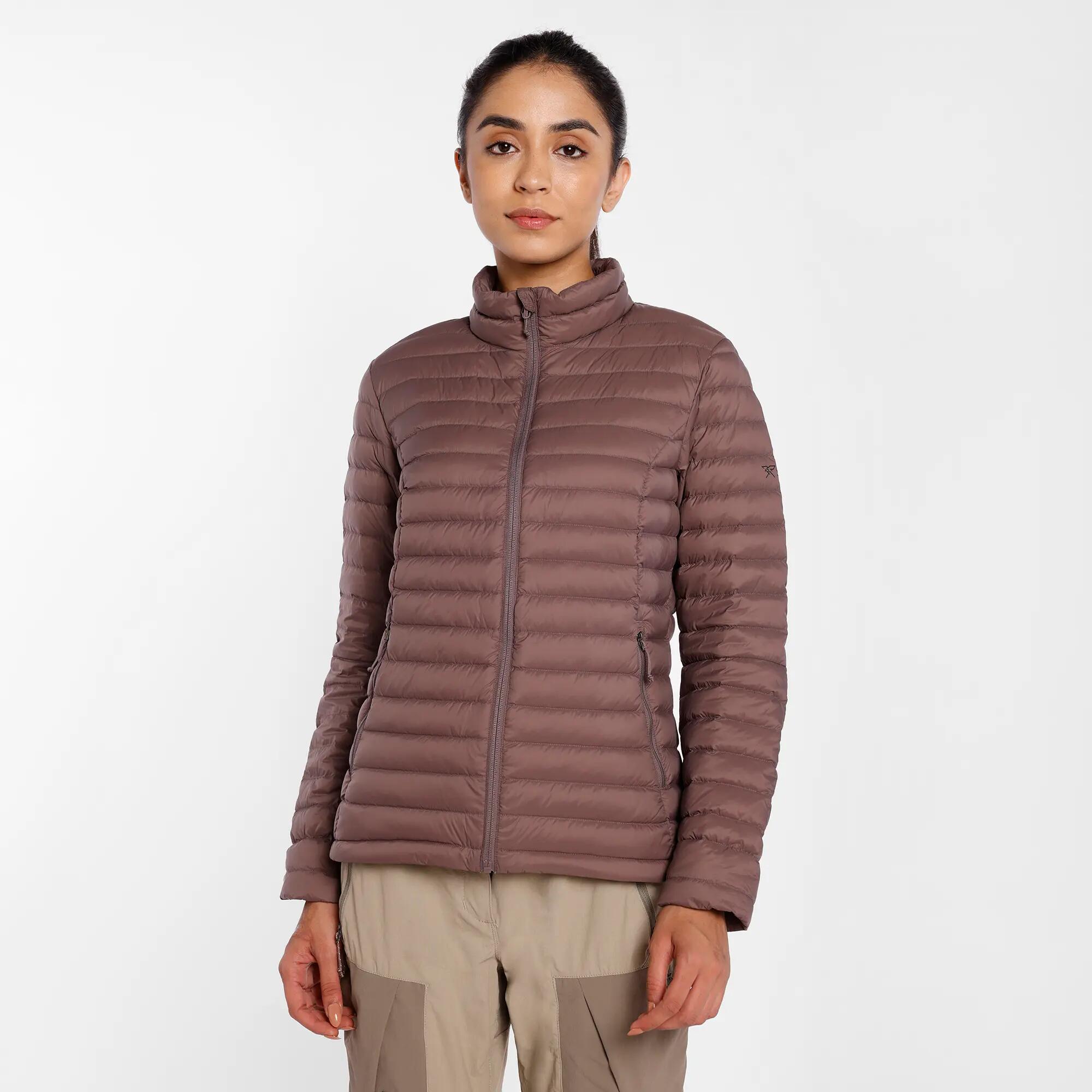 Women Lightweight Packable Down Jacket TREK100 Upto -5°C - Brown -  1