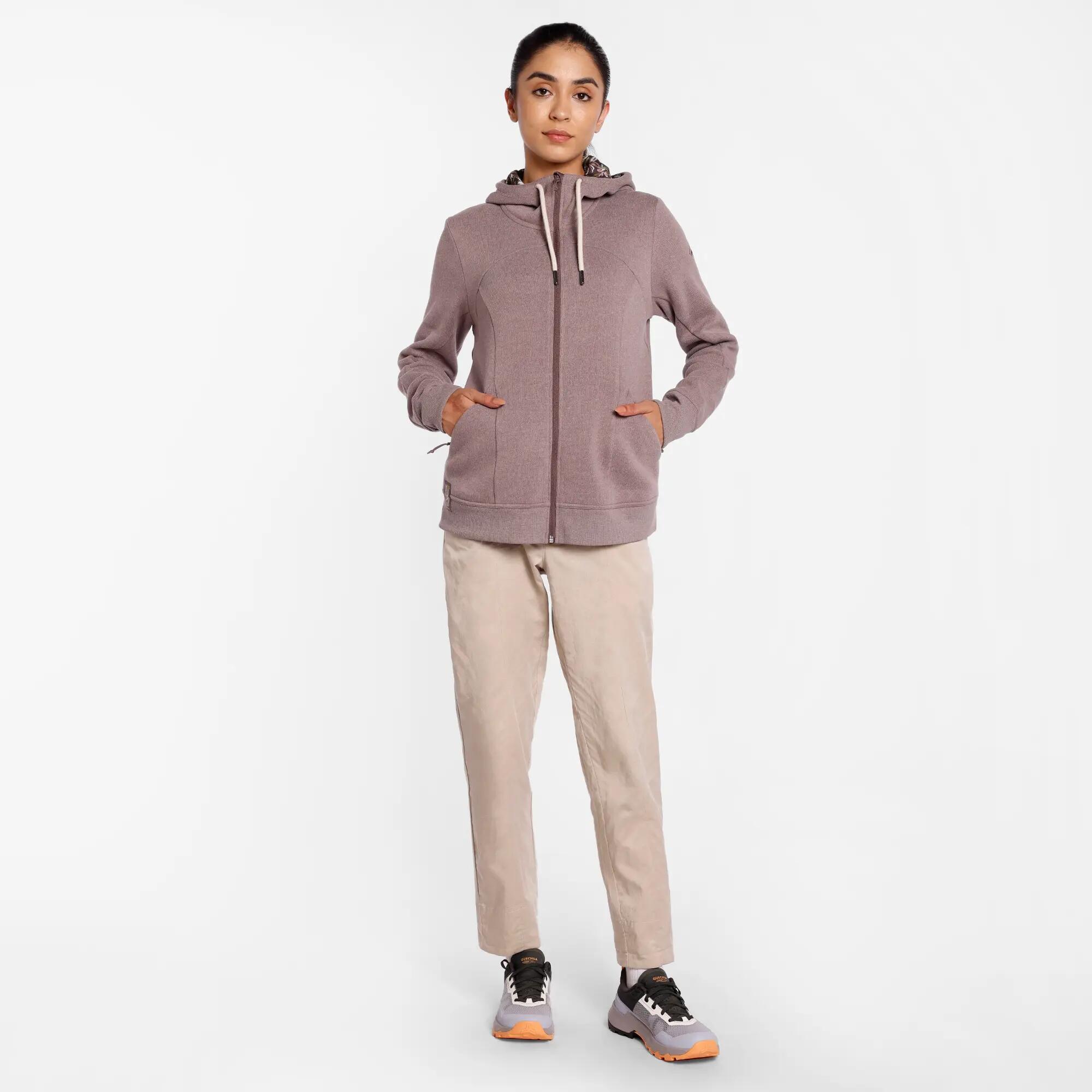 Women’s breathable hiking sweatshirt, NH500 Brown -  2