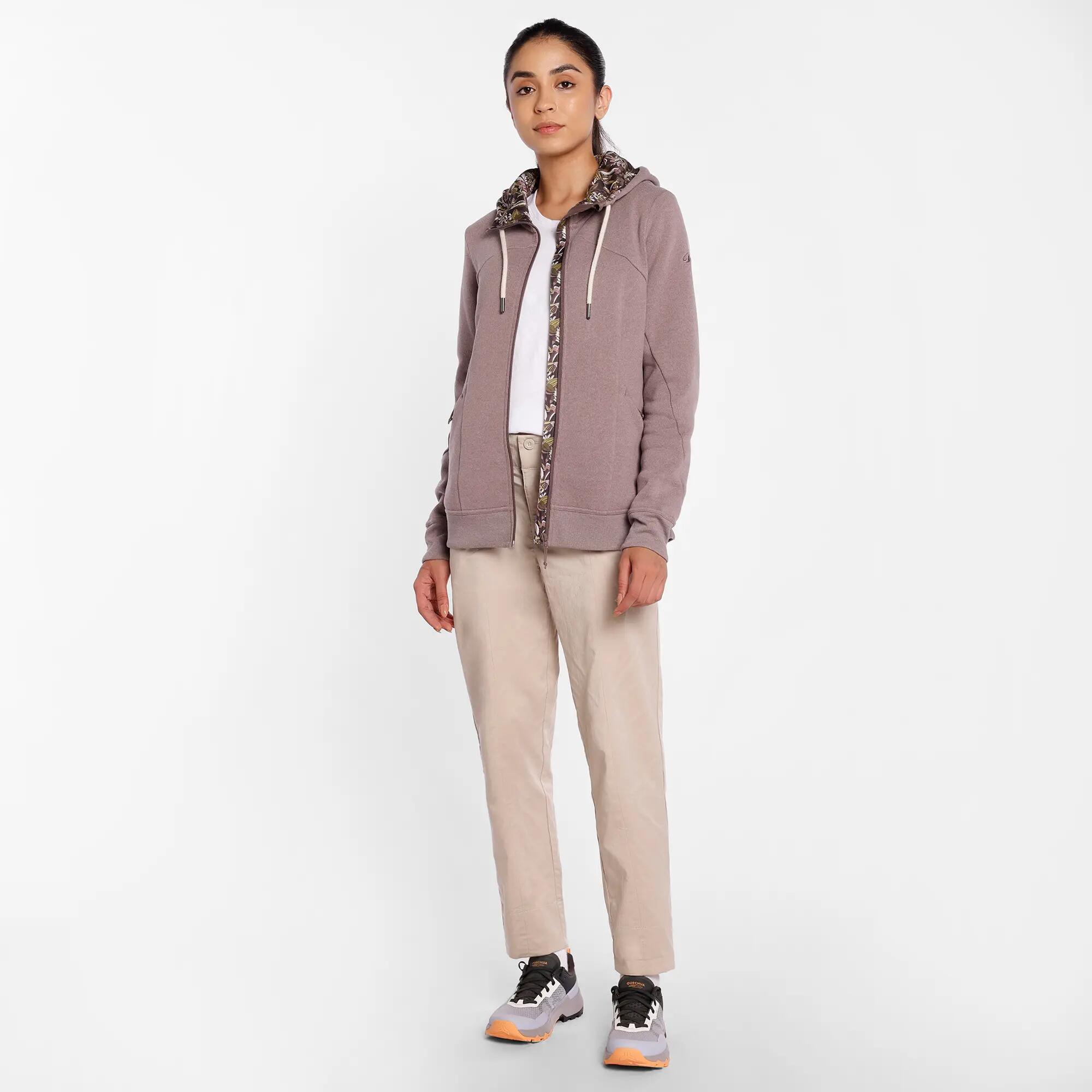 Women’s breathable hiking sweatshirt, NH500 Brown -  5
