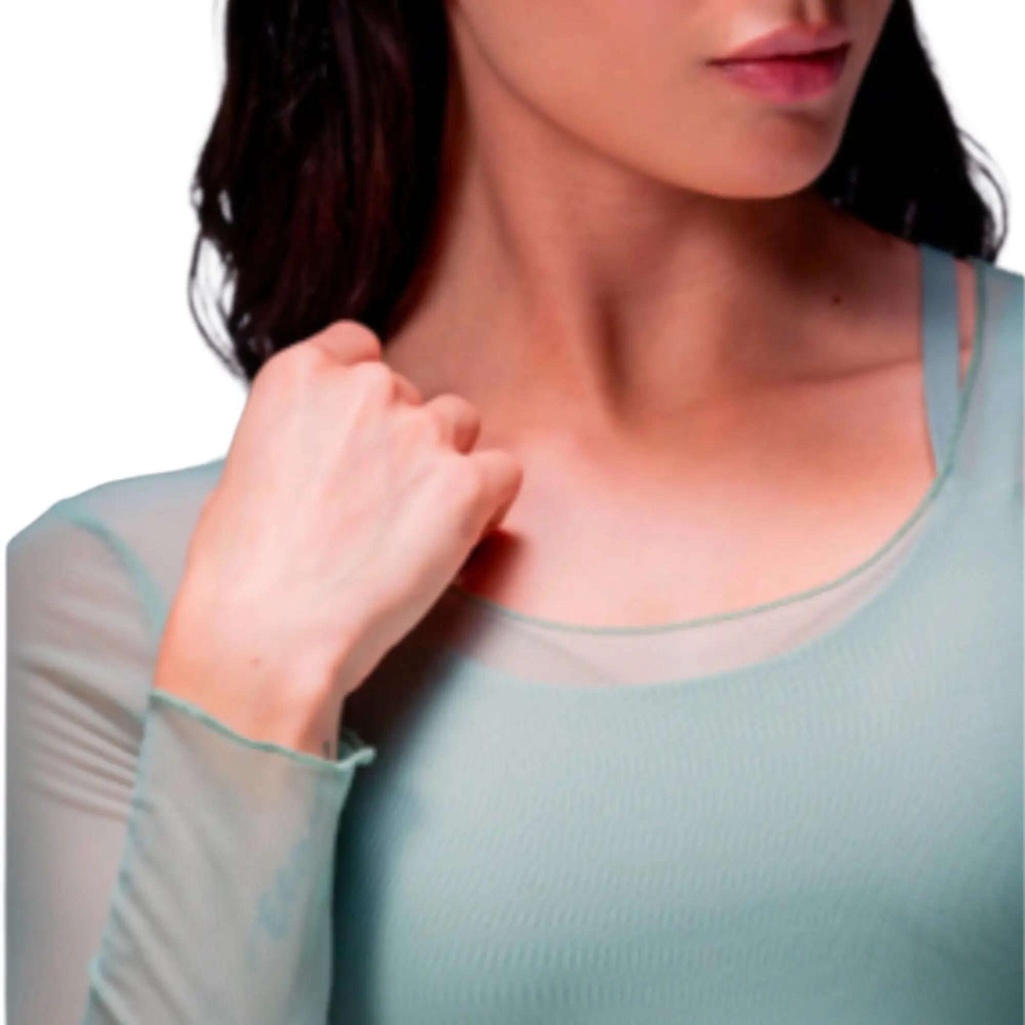 Crop top con mangas largas transparentes para mujer, Racketball Fit verde 4/4