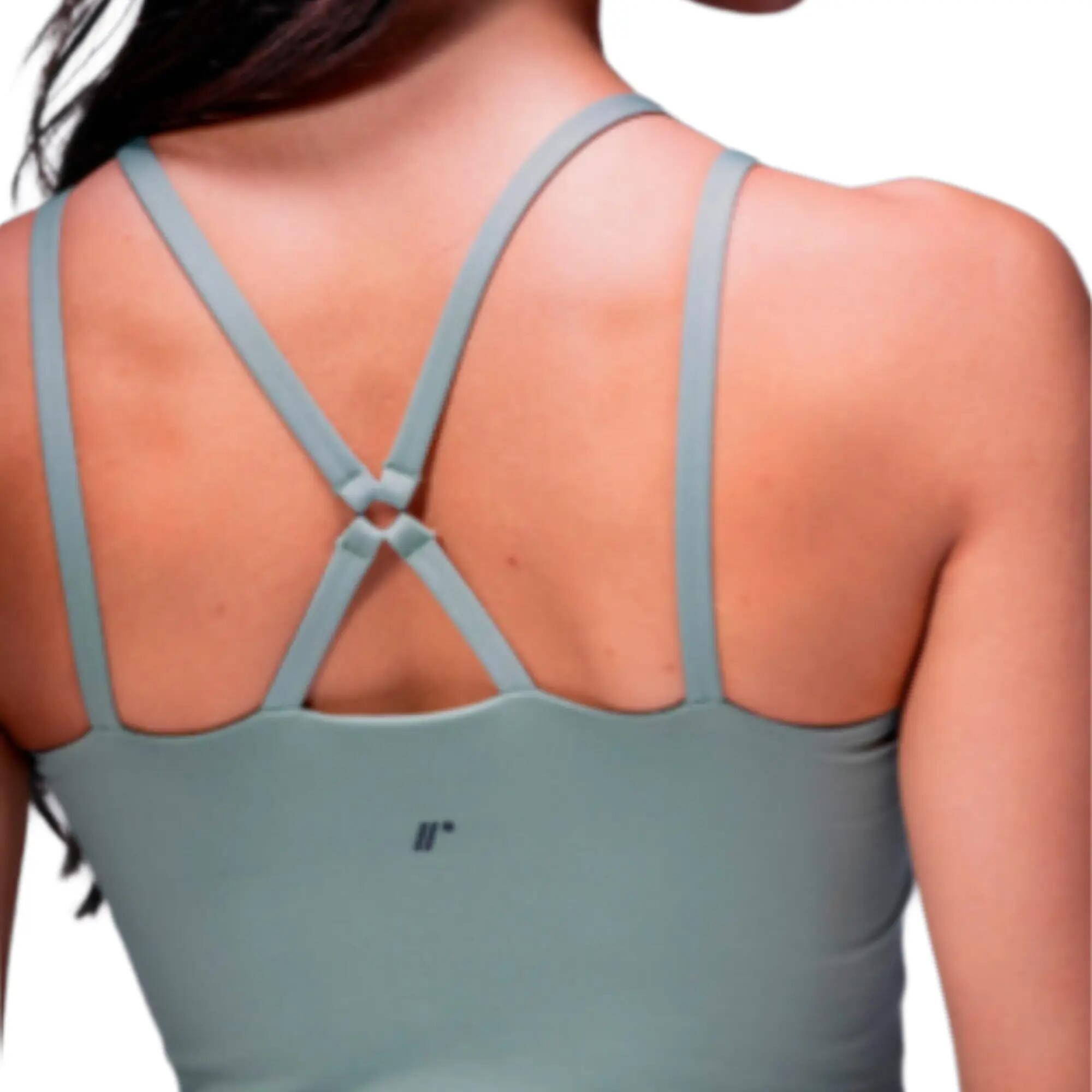Crop top con mangas largas transparentes para mujer, Racketball Fit verde 2/4