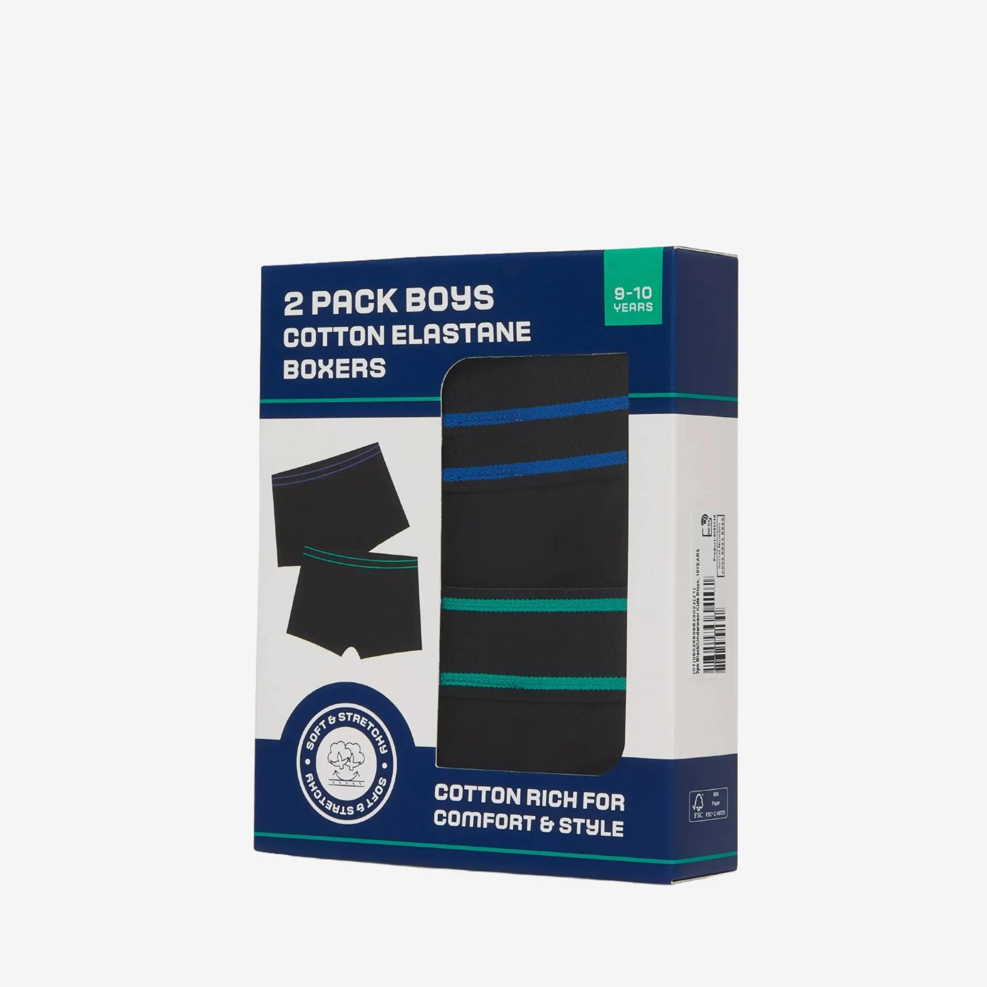 Lot de 2 caleçons en coton enfant, noir 3/7