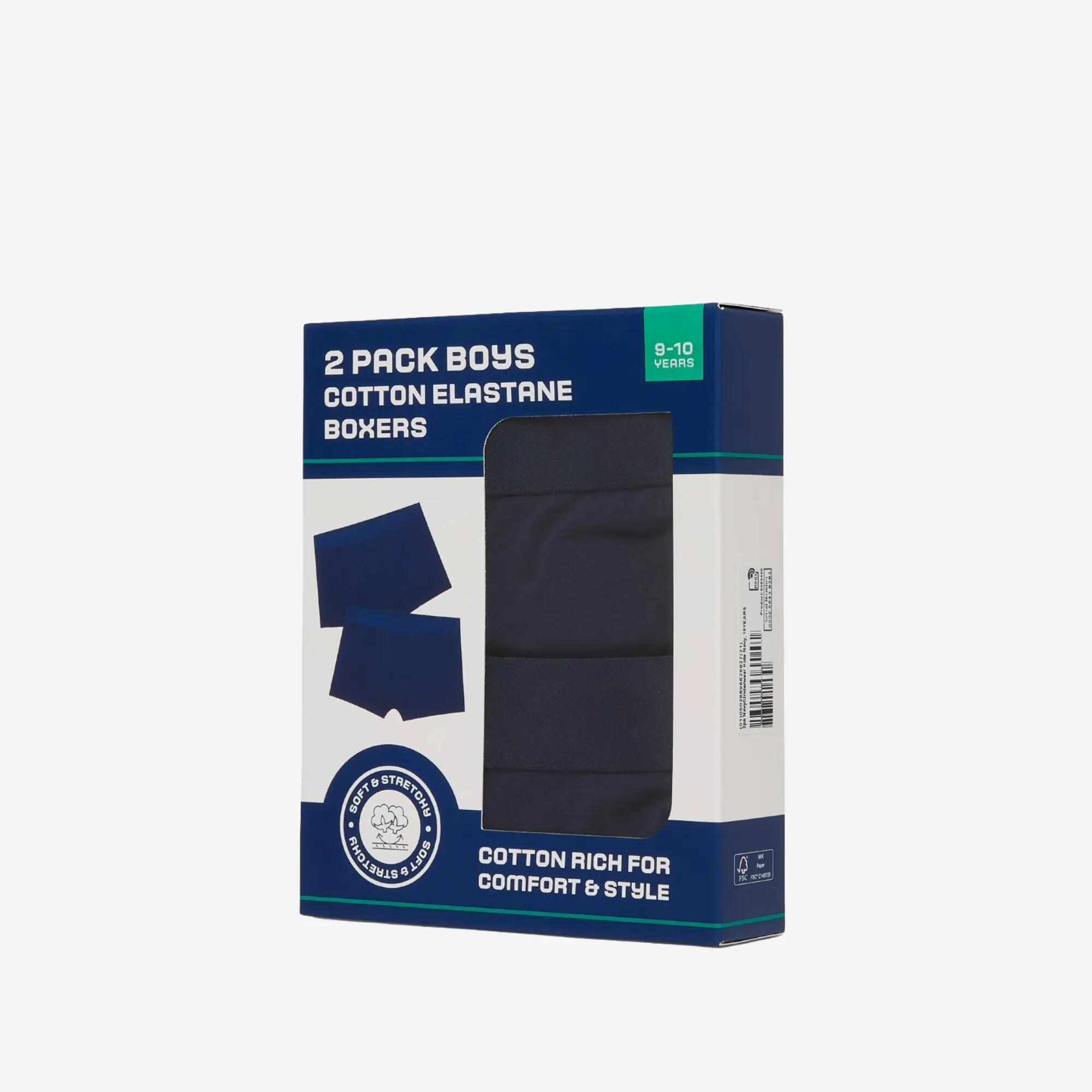 Lot de 2 caleçons en coton enfant, bleu marine 3/5