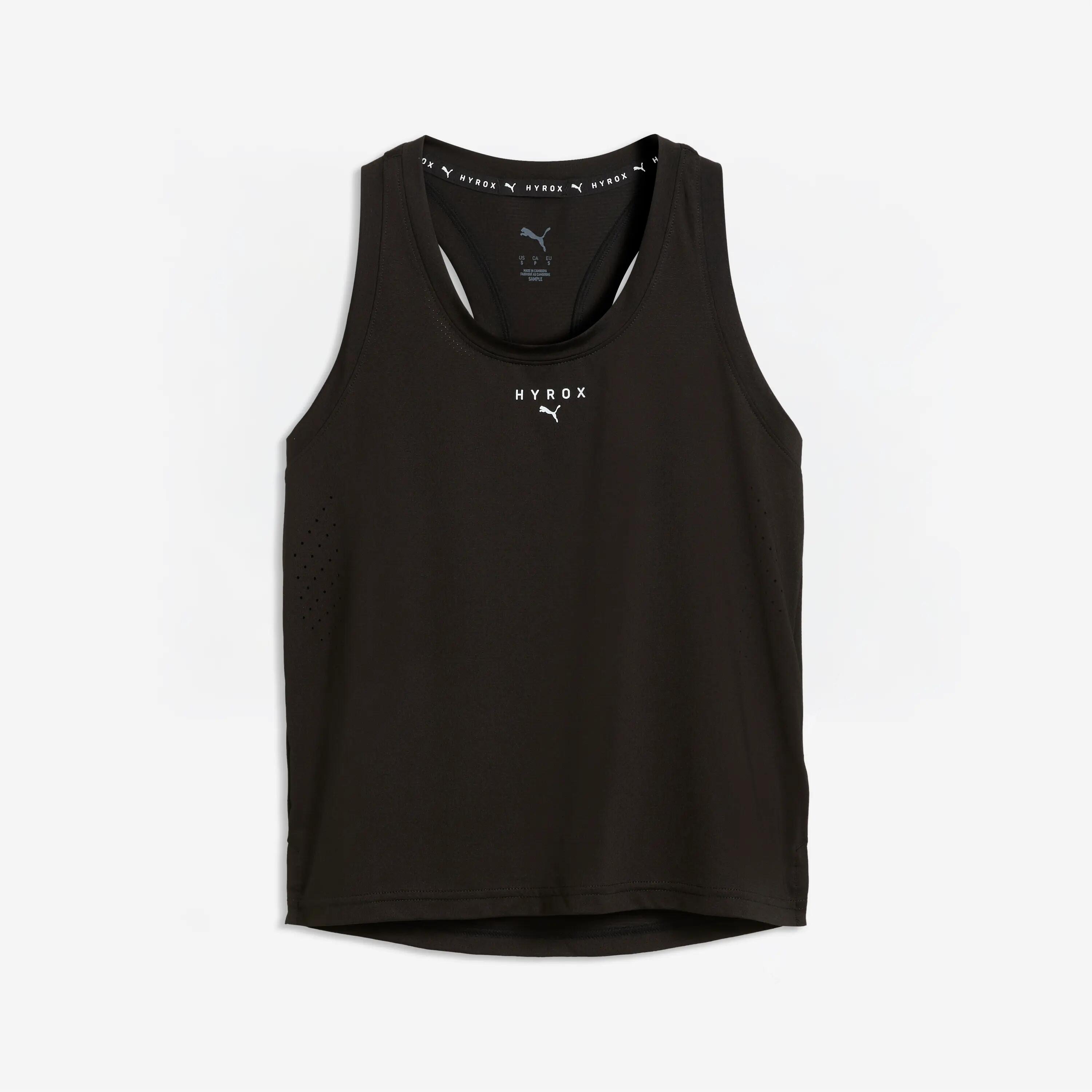 Camiseta Fitness Hyrox Mujer Negro Sin Mangas 5/5