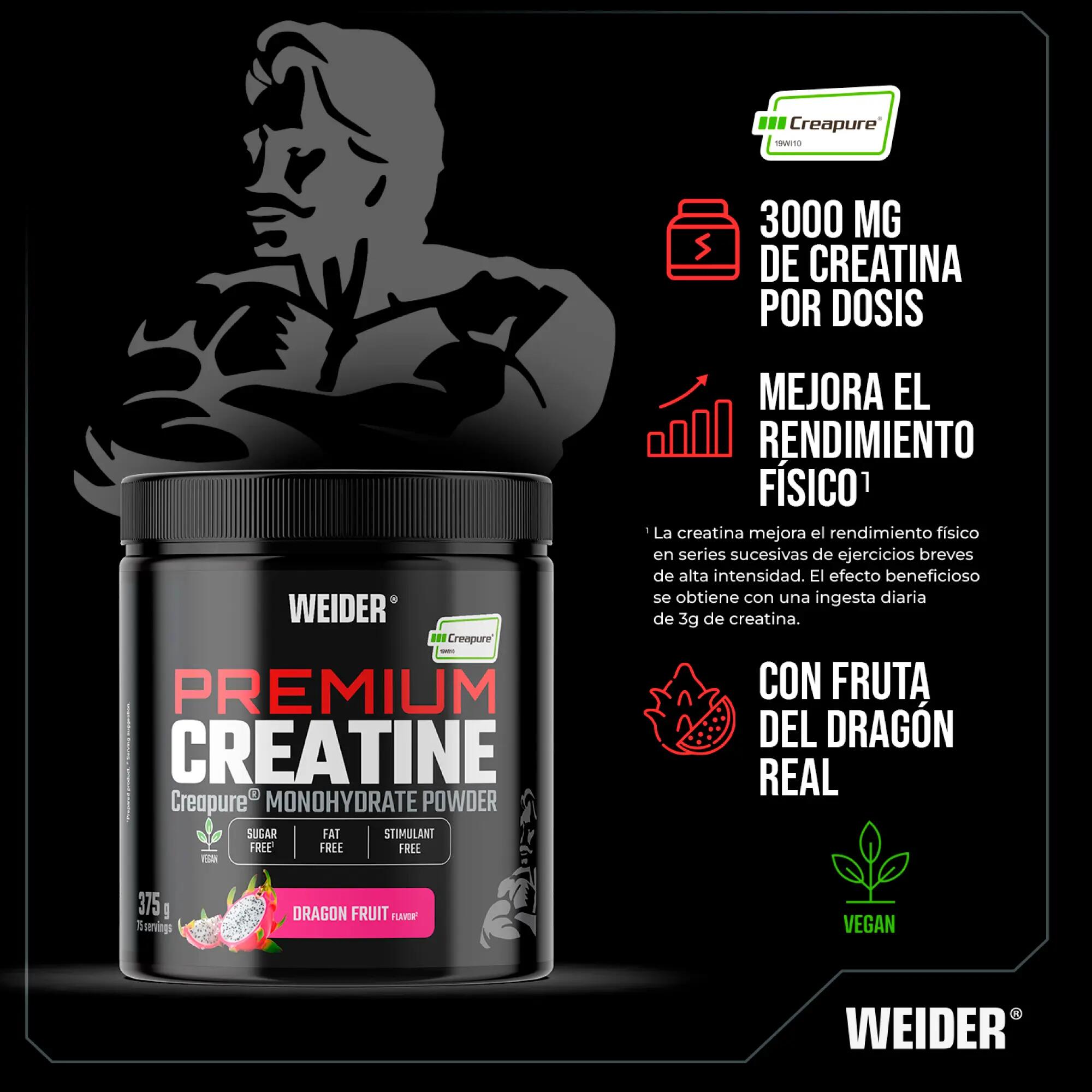 Creatina monohidrato Creapure® sabor pitaya 375g  Weider Dragon Fruit 3/4