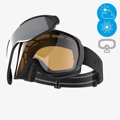 Maschera sci e snowboard adulto e bambino 500 I grigia