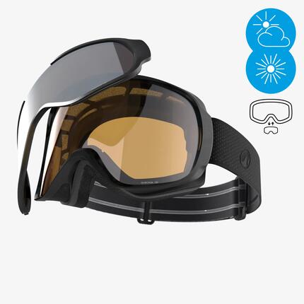 Masque de ski et de snowboard tous temps enfant et adulte - g 500 i - gris