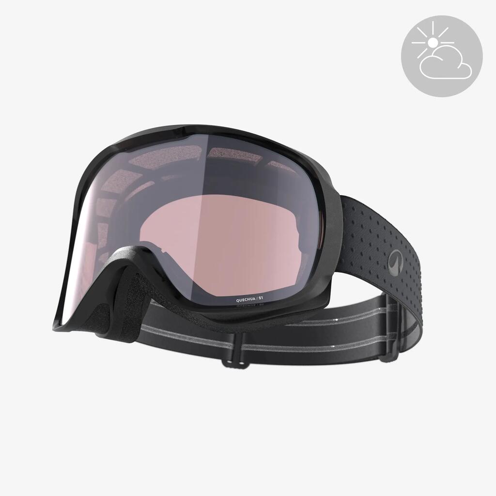 Ski and snowboard bad weather goggles (S1), children and adults, G500 Black