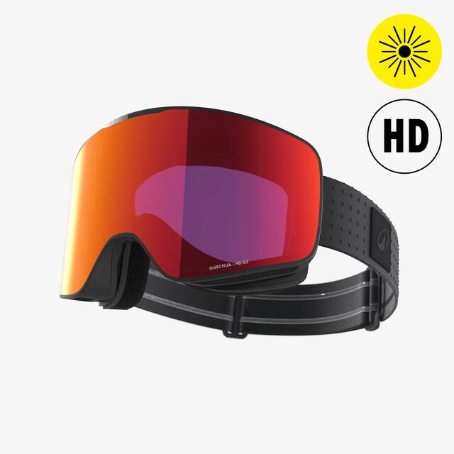 Masque de ski beau temps interchangeable adulte et enfant, g 900 c hd, noir