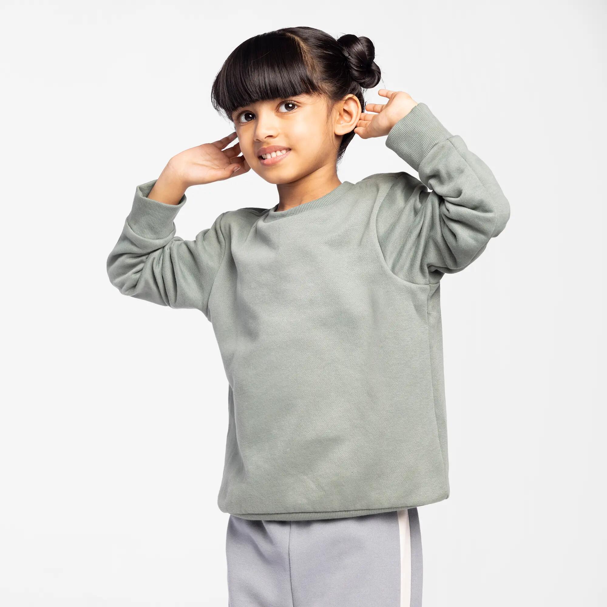 Kid's Warm Crew Neck Sweatshirt - Grey -  2