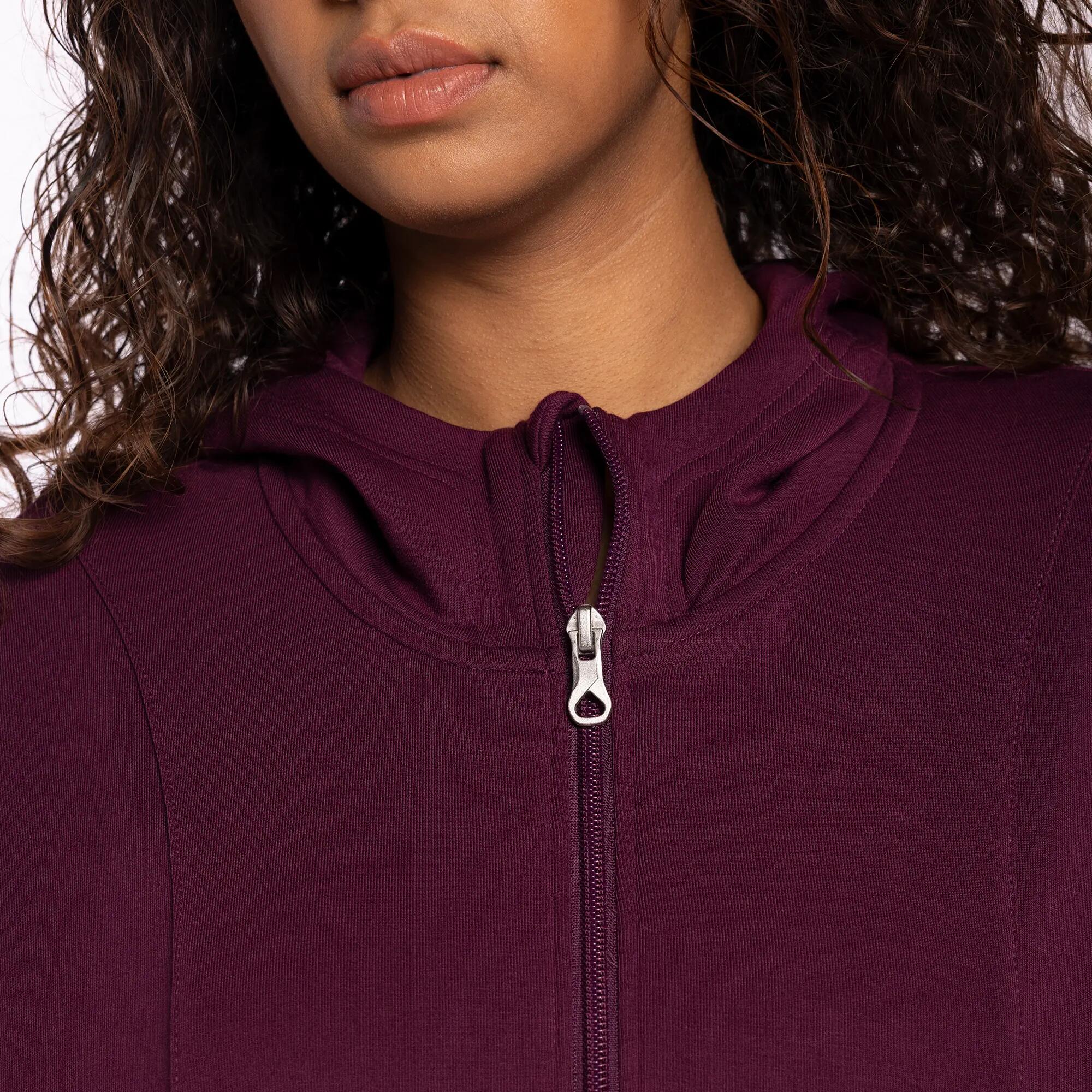 Women's Long-Sleeved Light Winter Gym Jacket Hooded - Beige -  4