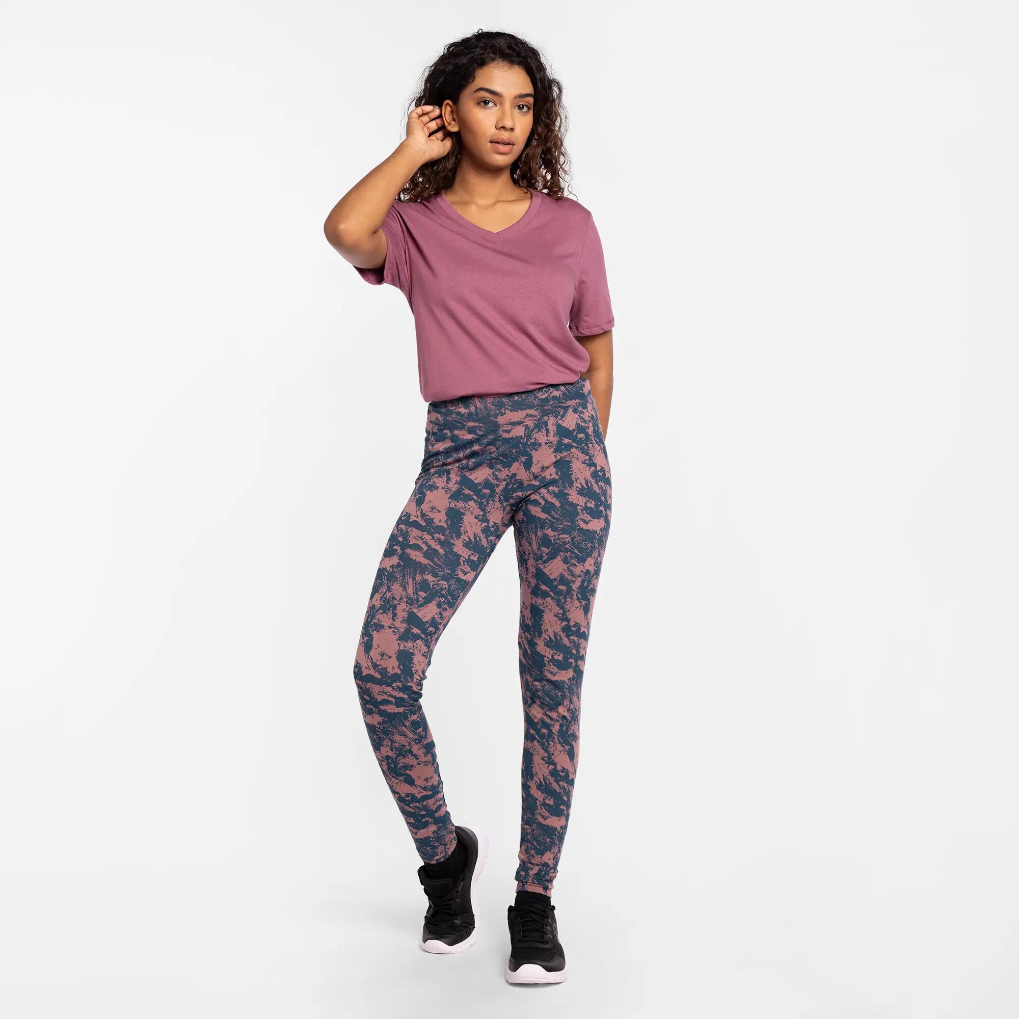Women's Cotton Fitness Leggings - Ash Purple -  1
