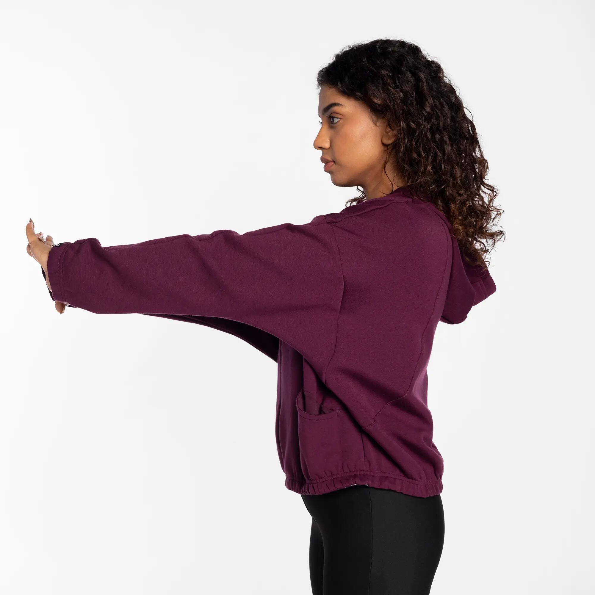 Women's Long-Sleeved Light Winter Gym Jacket Hooded - Beige -  3