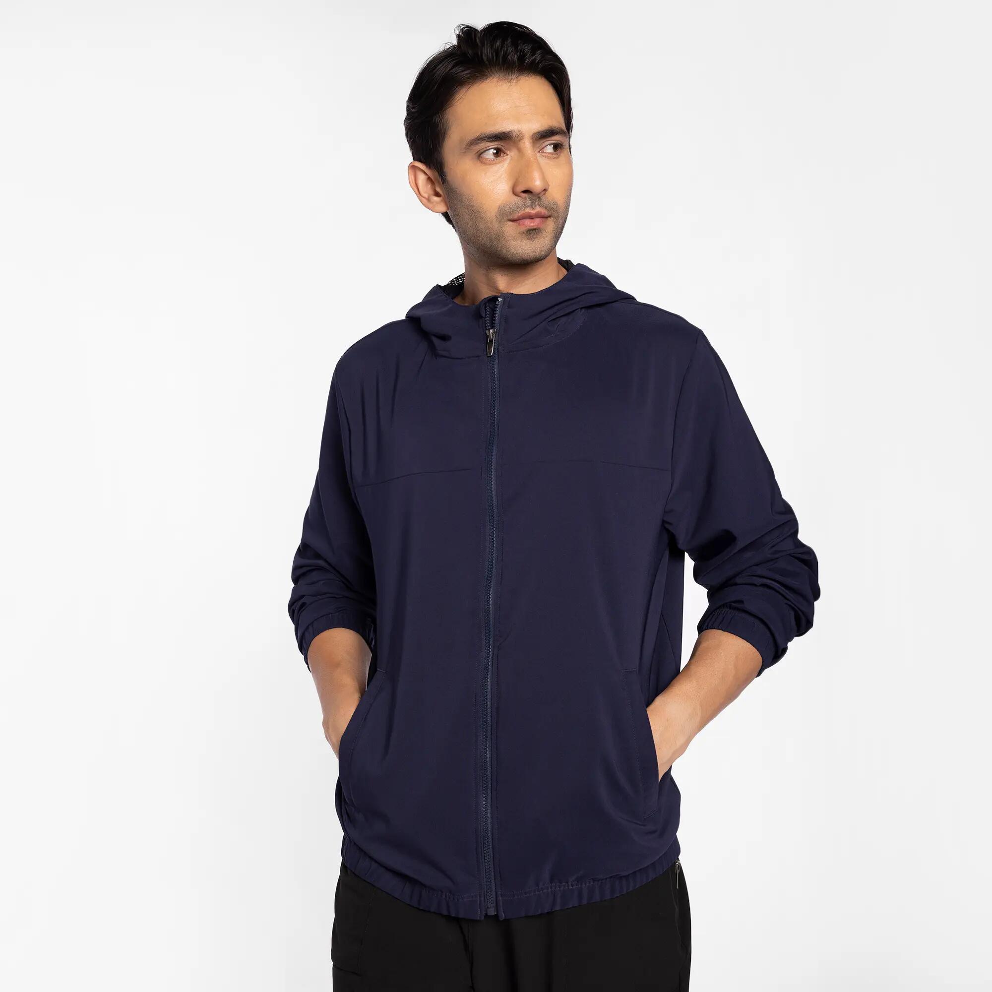 Men's hooded sports jacket lightweight, blue -  1