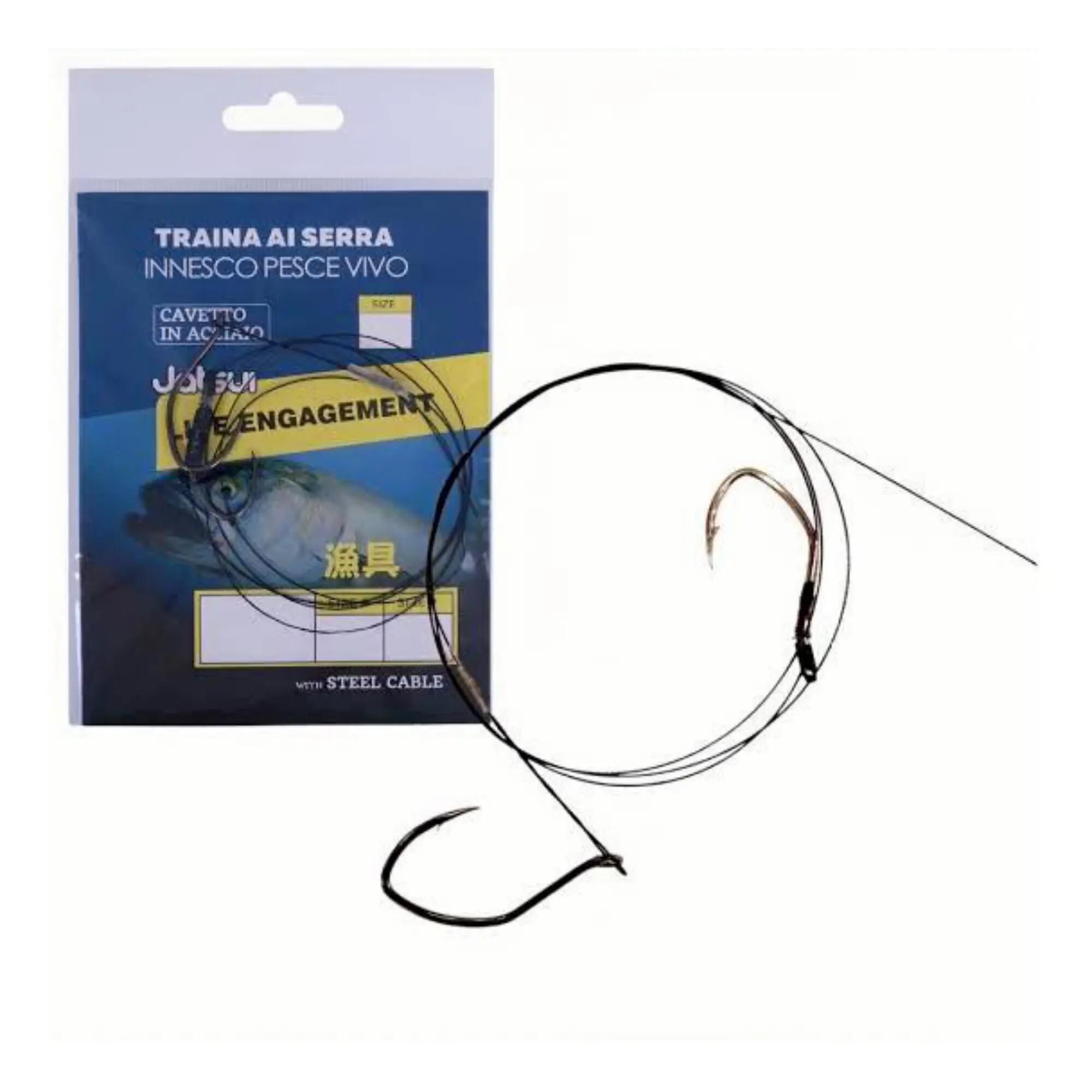 Cavetto acciaio pesca in mare pesce vivo Jatsui Live Engagement doppio amo 2/4