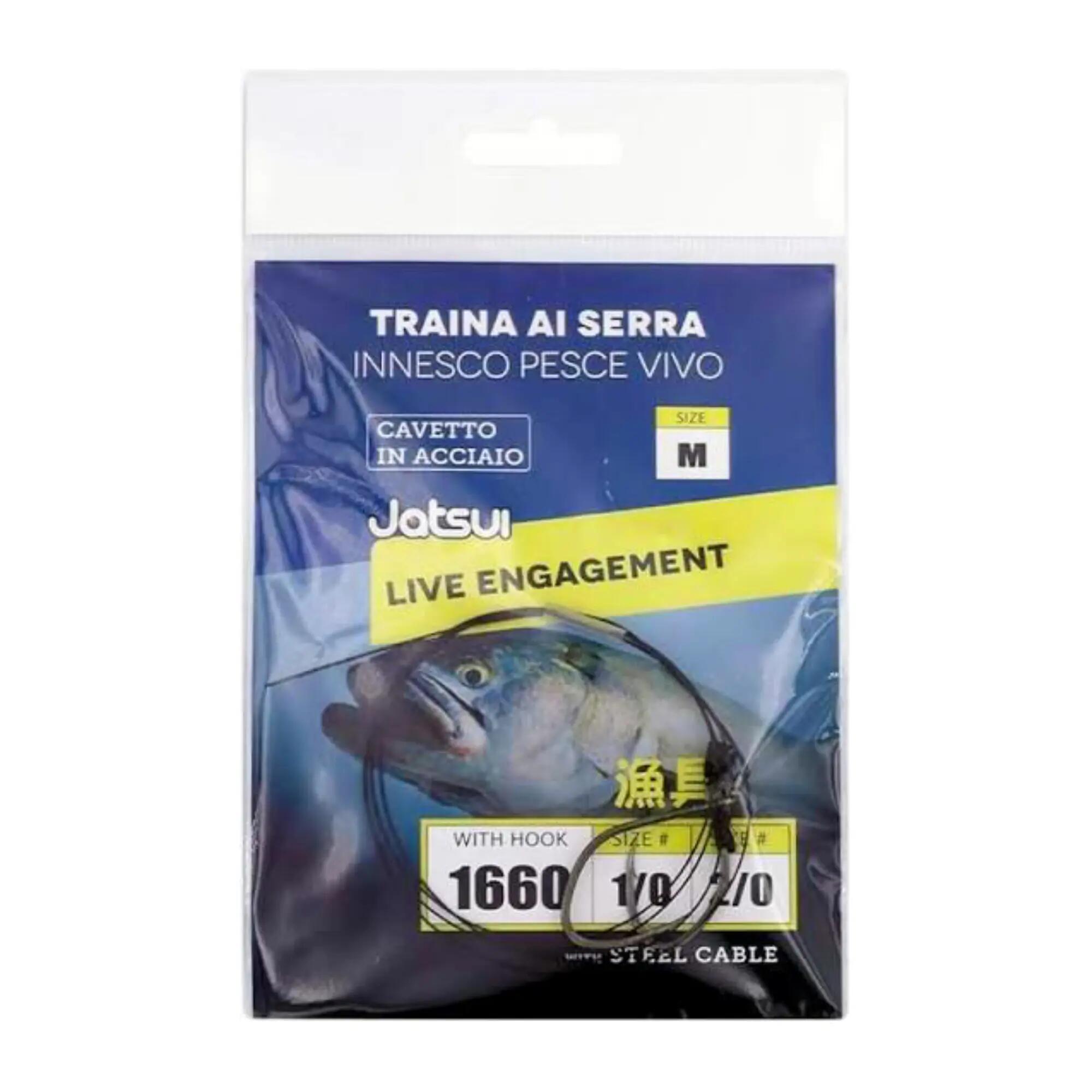 Cavetto acciaio pesca in mare pesce vivo Jatsui Live Engagement doppio amo 3/4